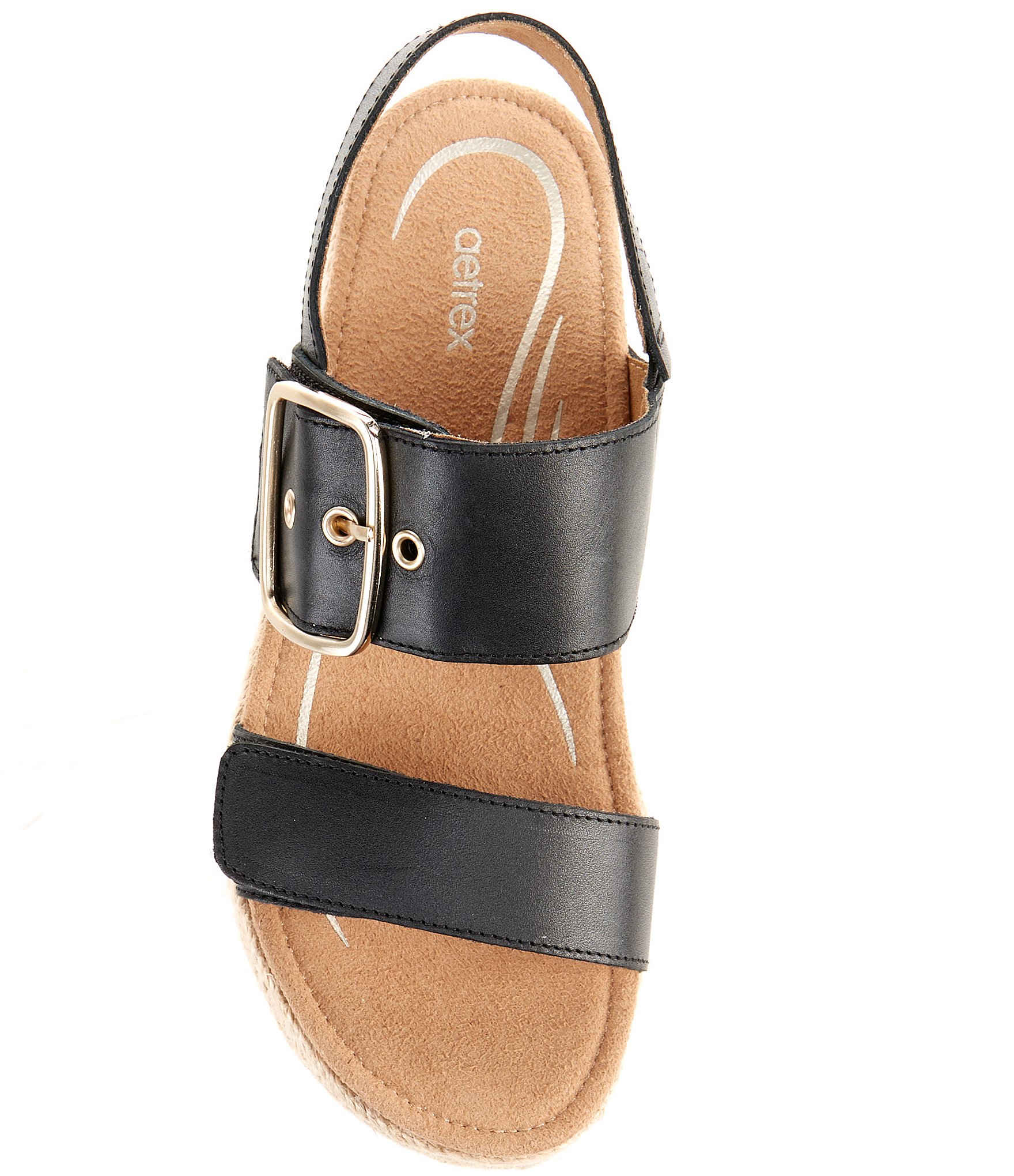 Aetrex Vania Leather Flatform Ankle Strap Sandals