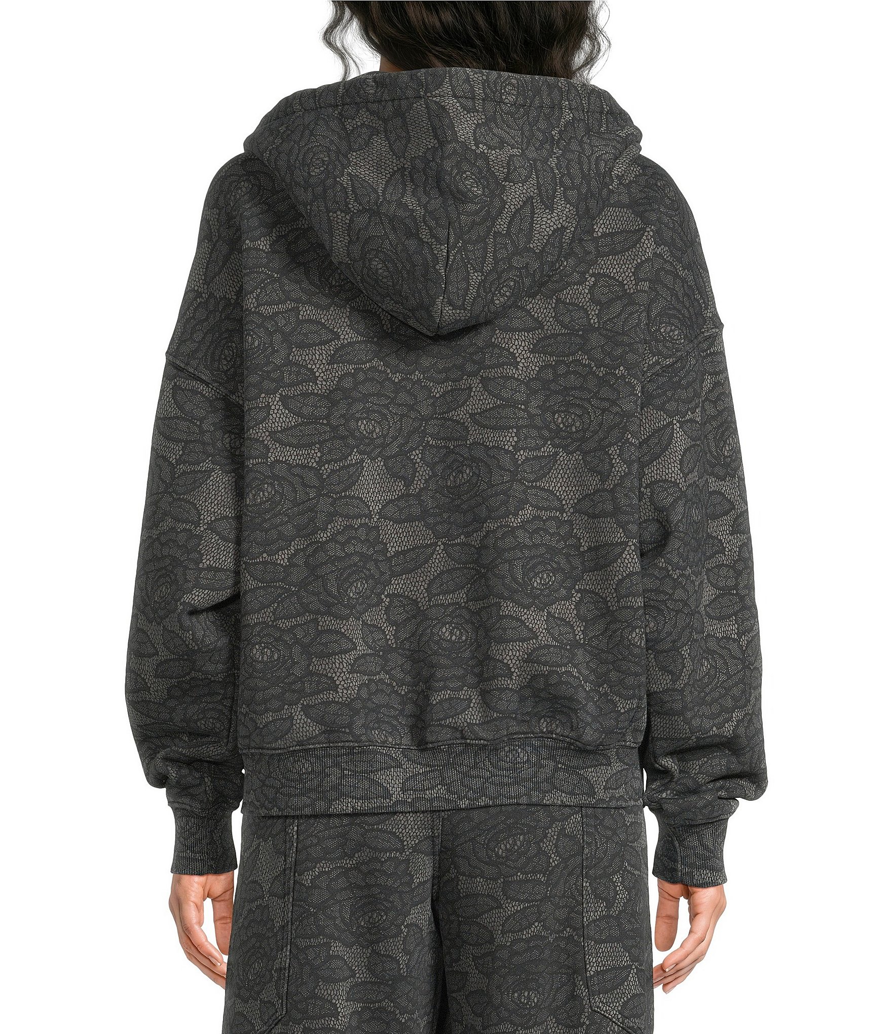 AFRM Cameron Coordinating Leopard Print Logo Zip Up Hoodie