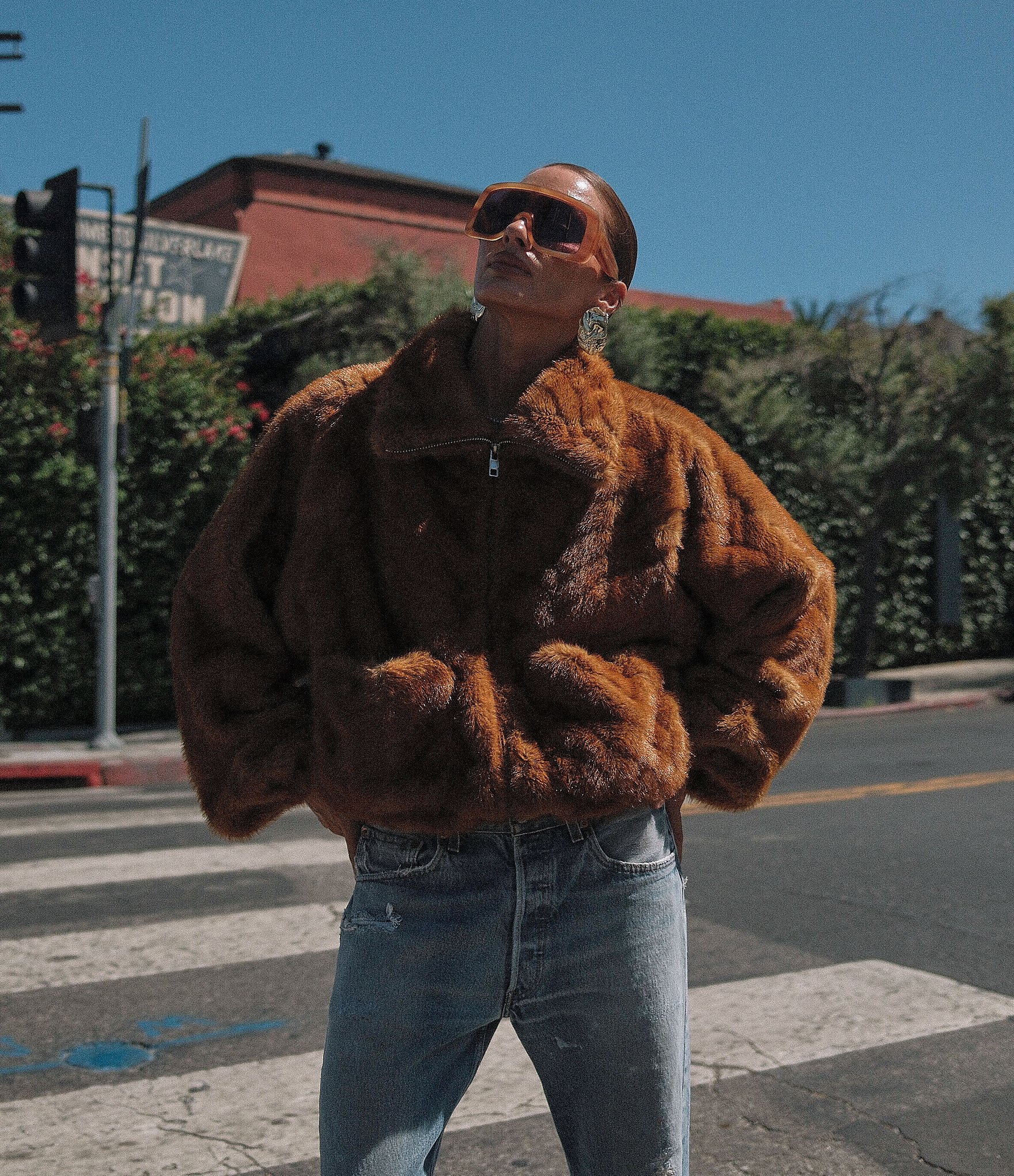 AFRM Kyoto Funnel Neck Long Sleeve Bubble Hem Bomber Jacket
