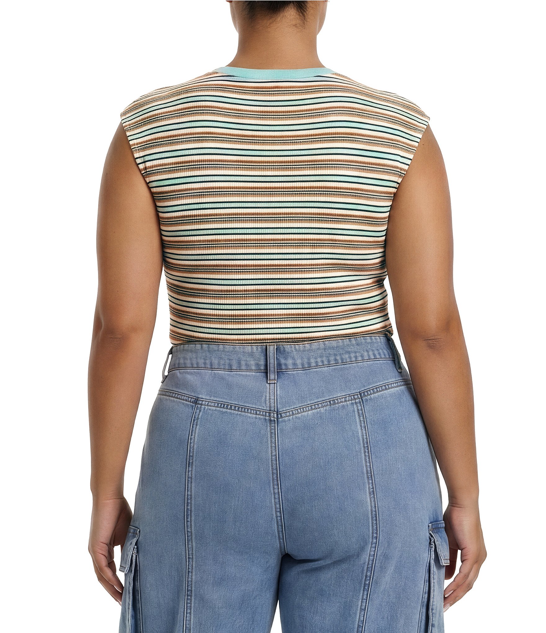 AFRM Plus Size Nolan Striped Crew Neck Short Sleeve Ribbed Tee