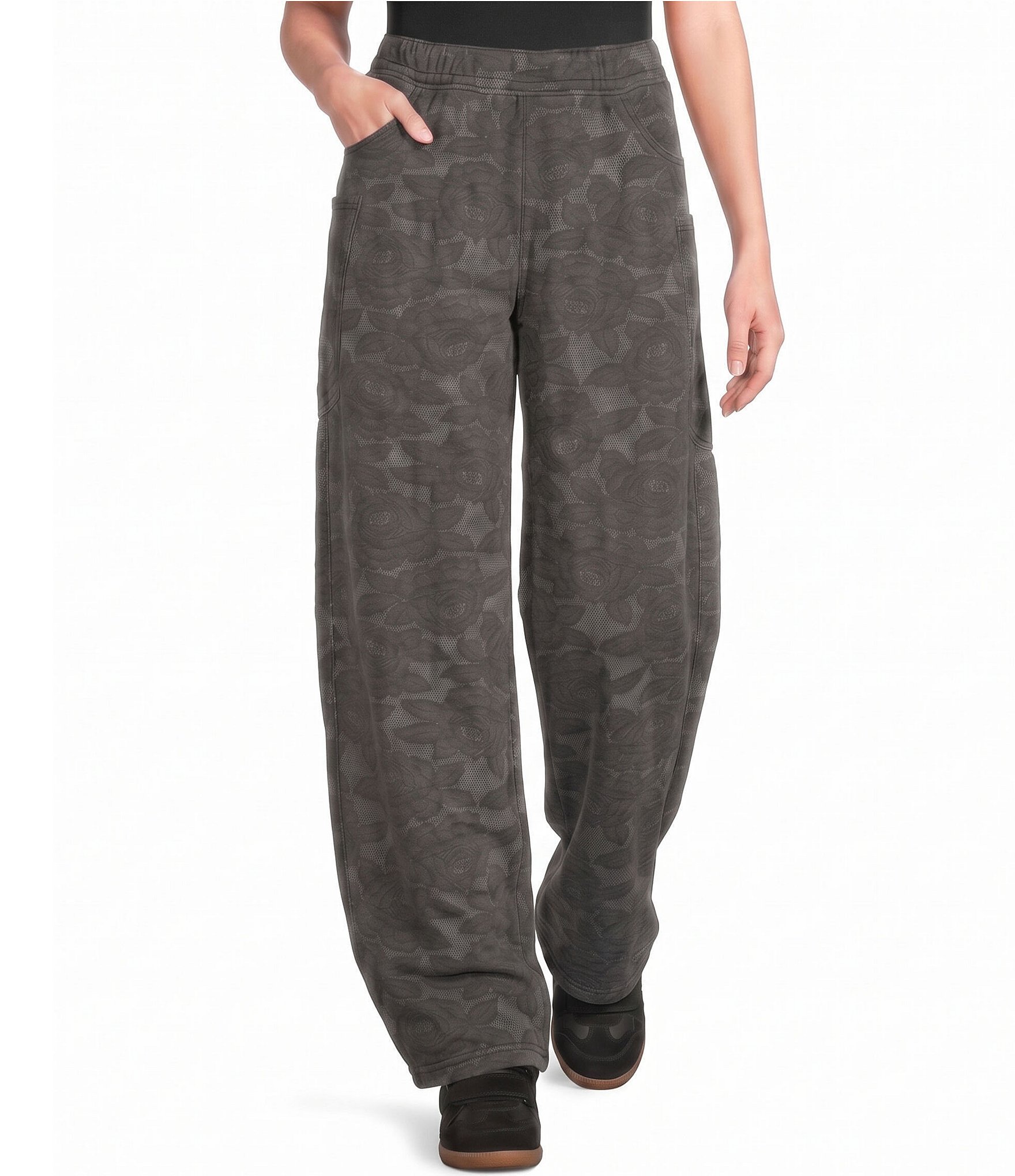 AFRM Ryan Lace Printed High Rise Barrel Leg Coordinating Sweatpants