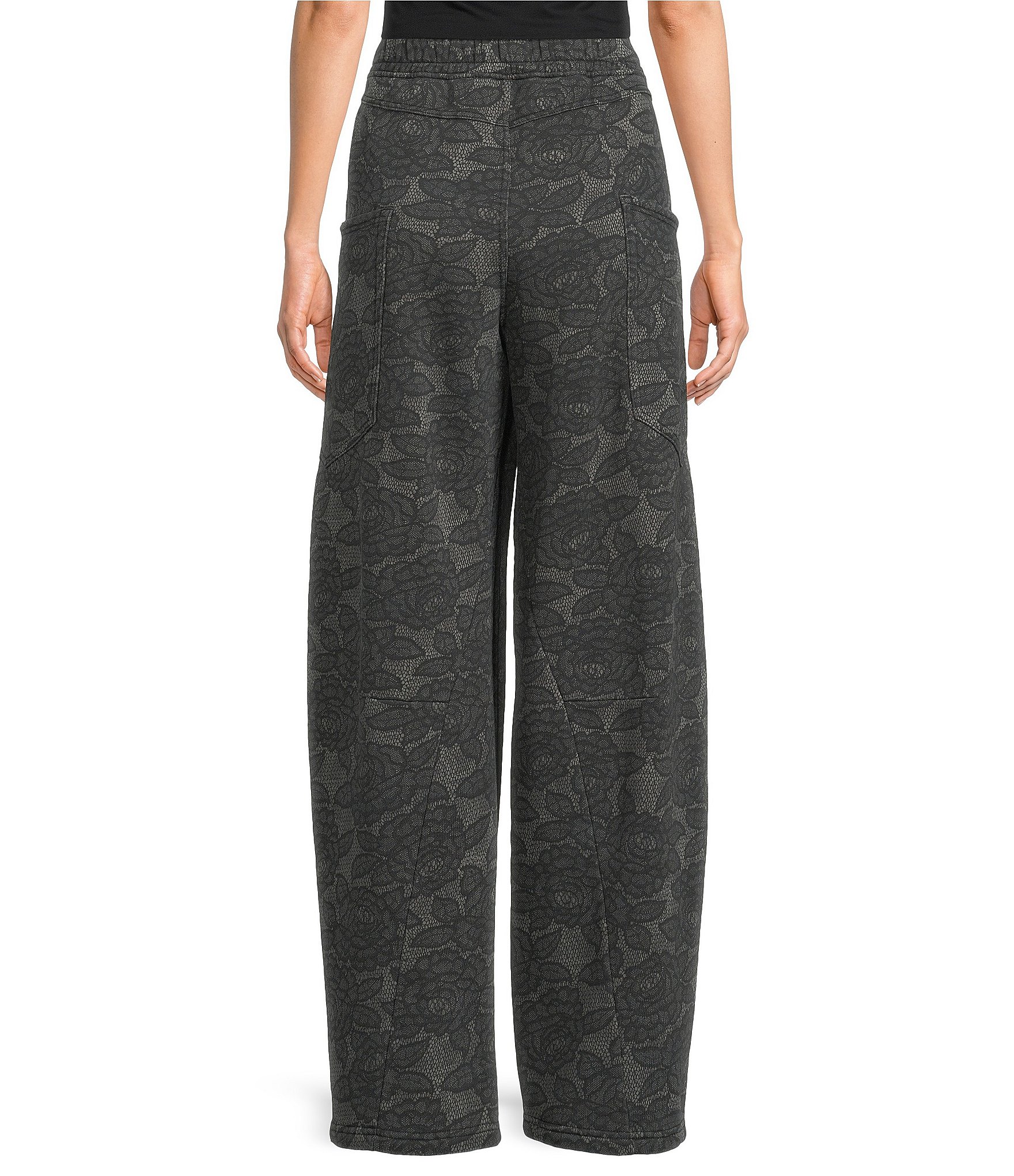 AFRM Ryan Lace Printed High Rise Barrel Leg Coordinating Sweatpants