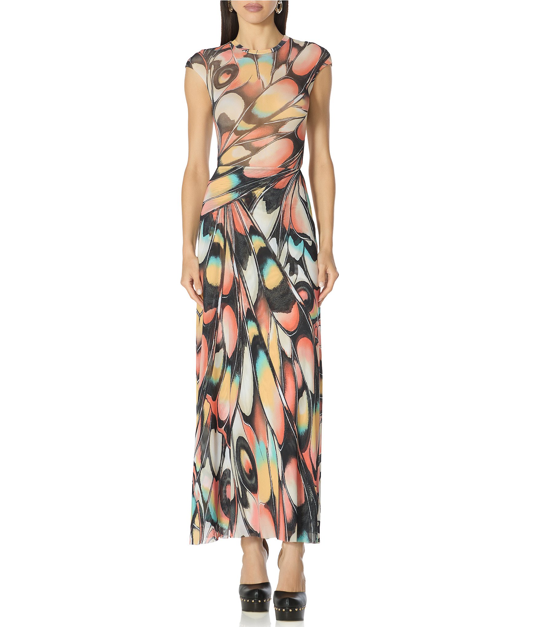 AFRM Sera Butterfly Printed Mesh Ankle Length Coordinating Skirt
