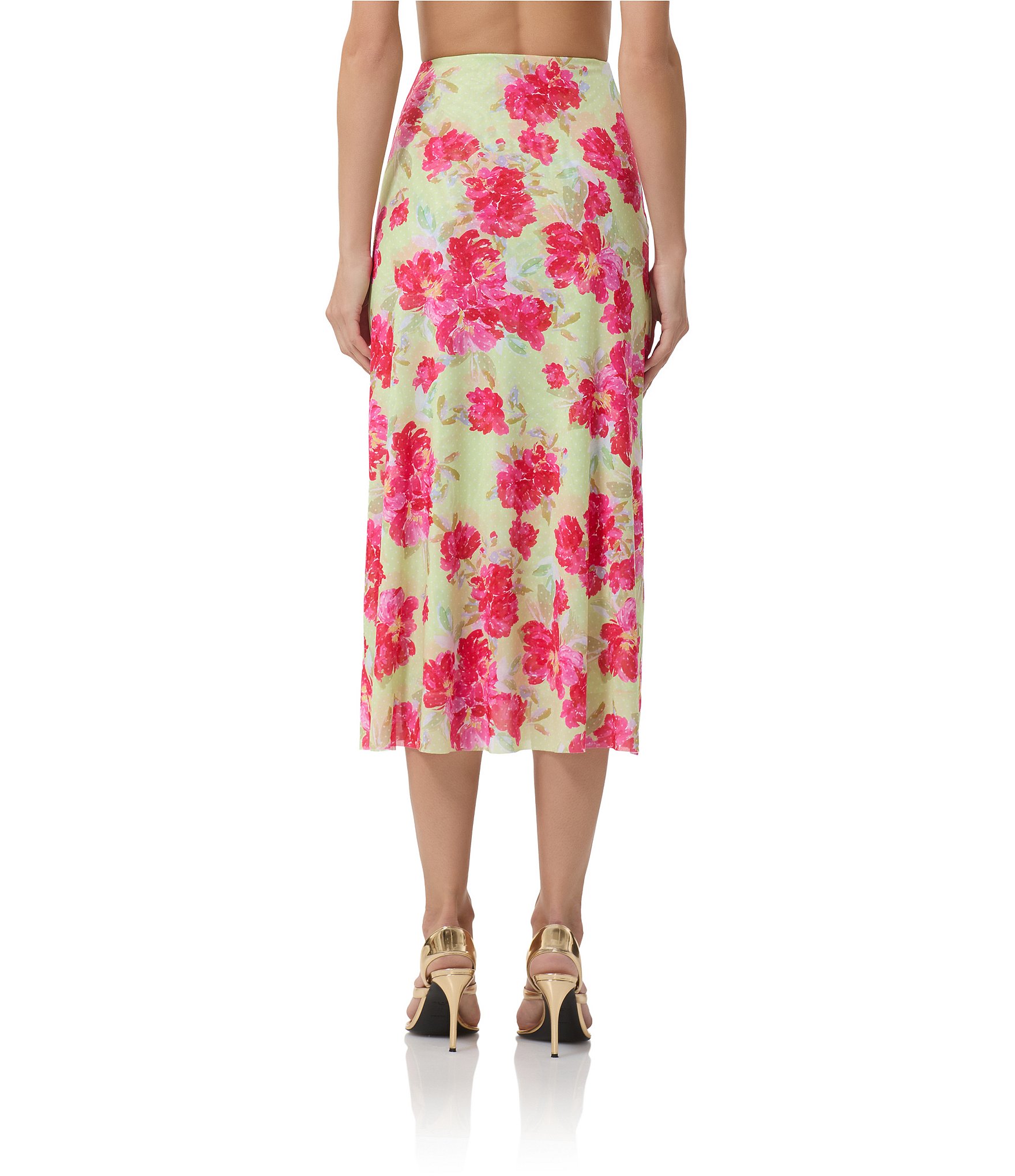 AFRM Wilko Flroal Dot Print Coordinating Mesh Midi Skirt