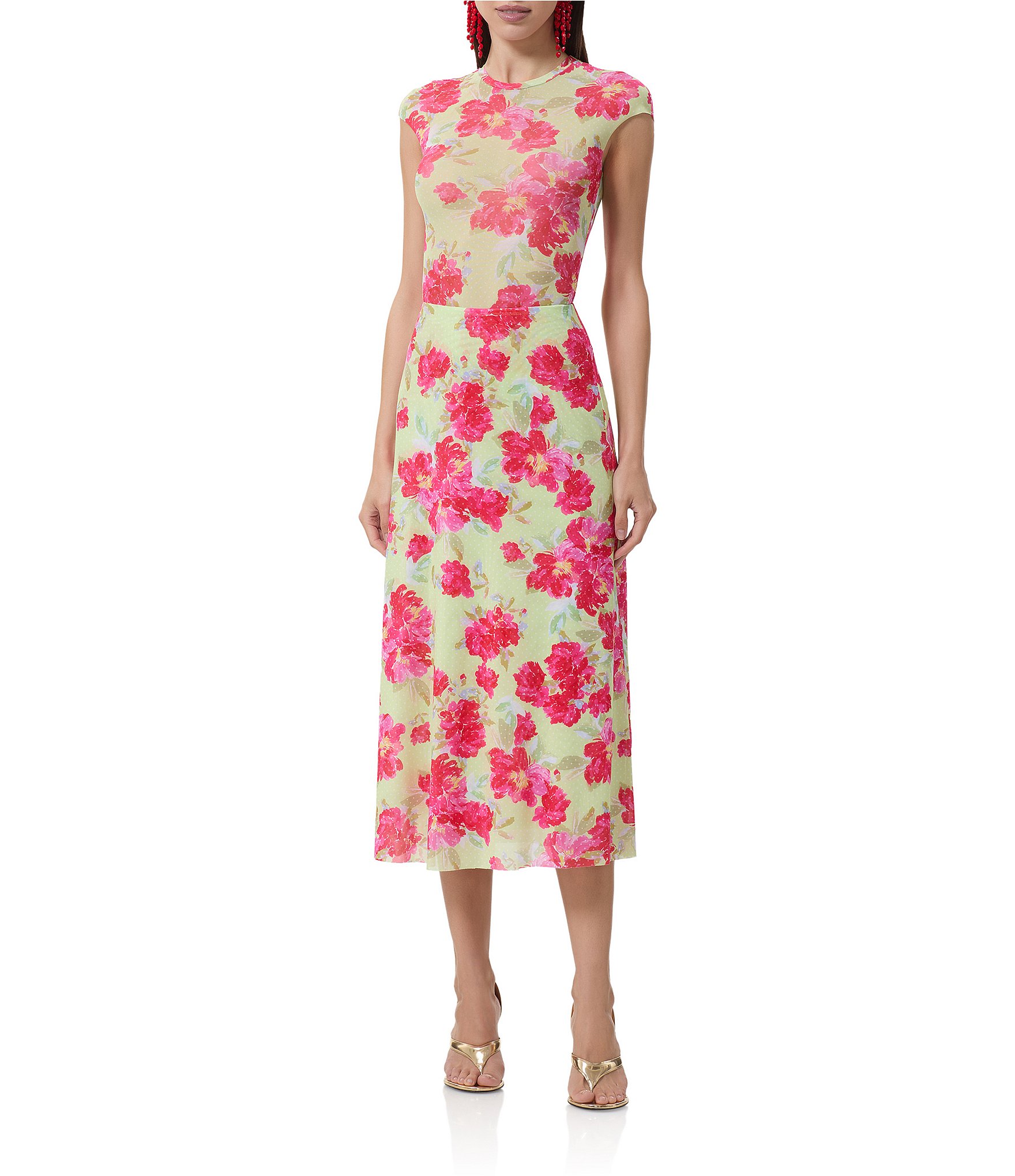 AFRM Wilko Flroal Dot Print Coordinating Mesh Midi Skirt