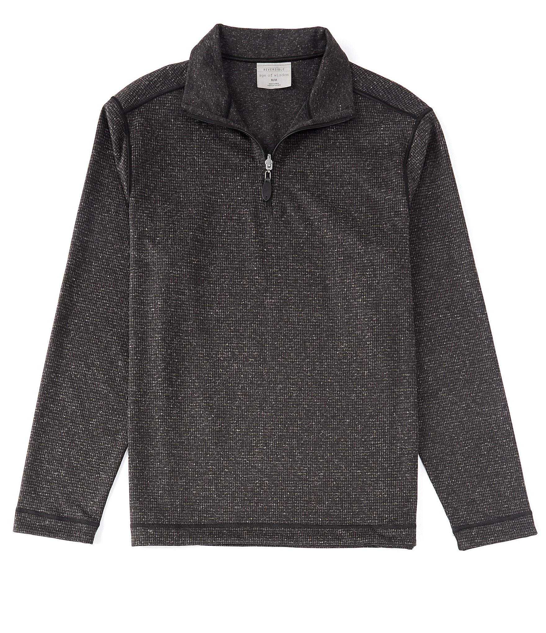 Age of Wisdom Reversible Houndstooth Melange Quarter-Zip Pullover