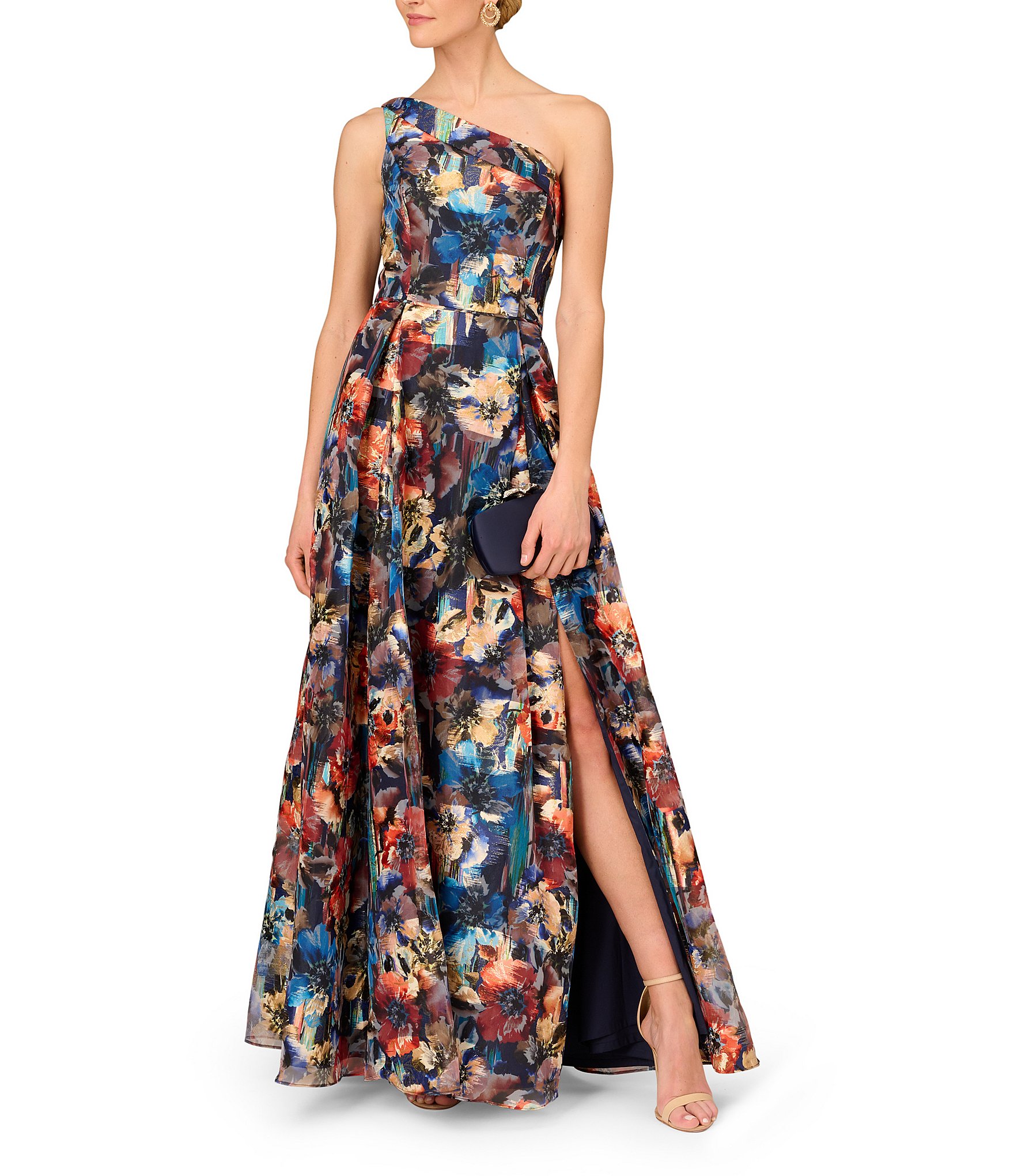 French Novelty: Jovani 22753 Satin Floral Print Ball Gown
