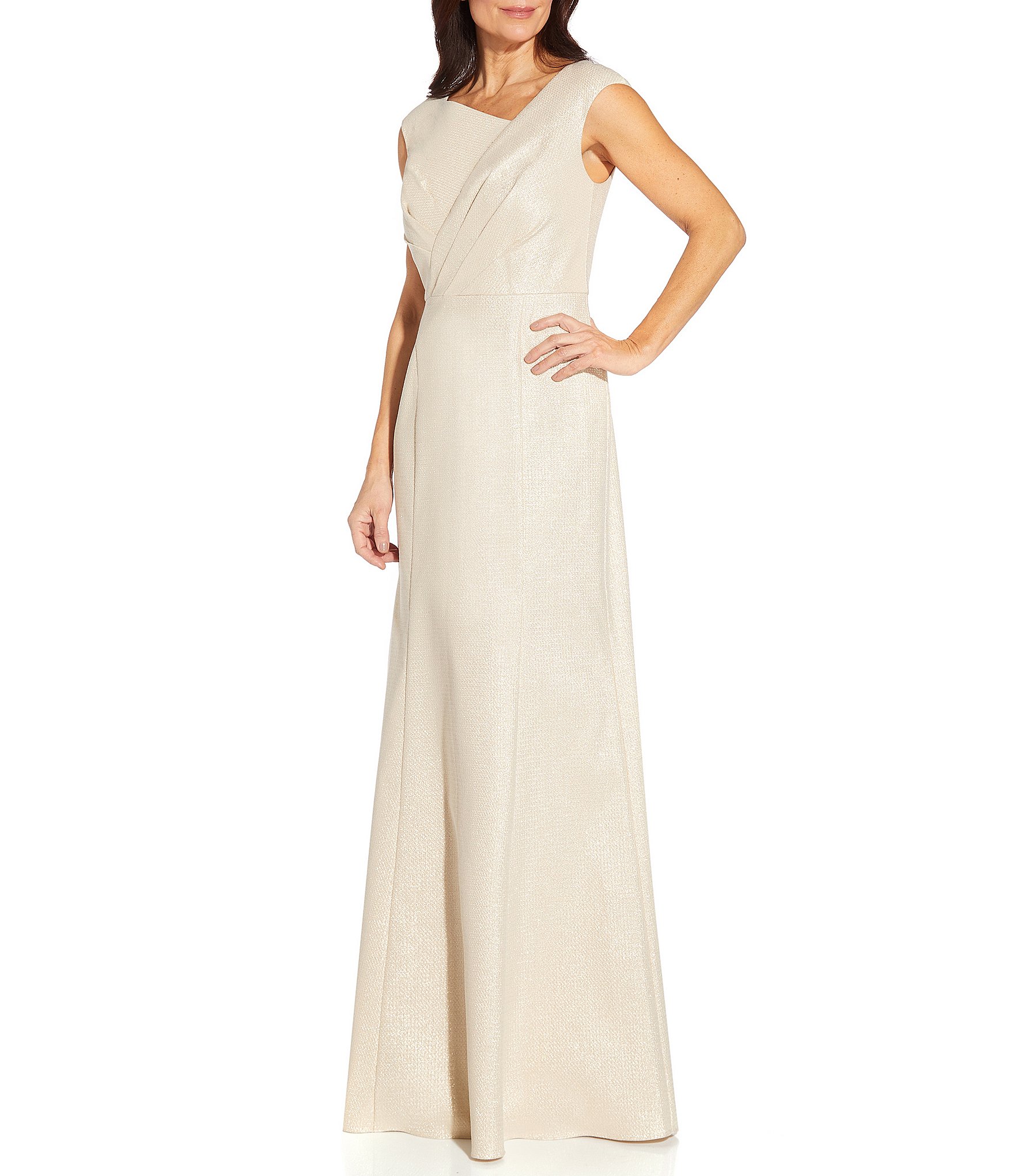 Aidan Mattox Sleeveless Asymmetrical Neck Jacquard Mermaid Gown | Dillard's