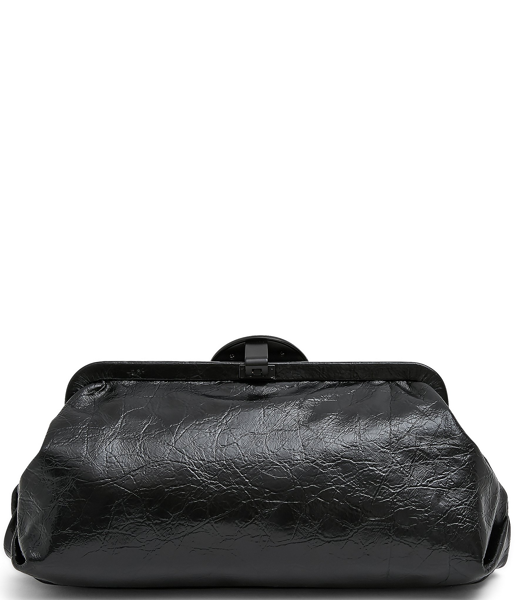AIMEE Full Circle Frame Crinkle Leather Clutch Bag