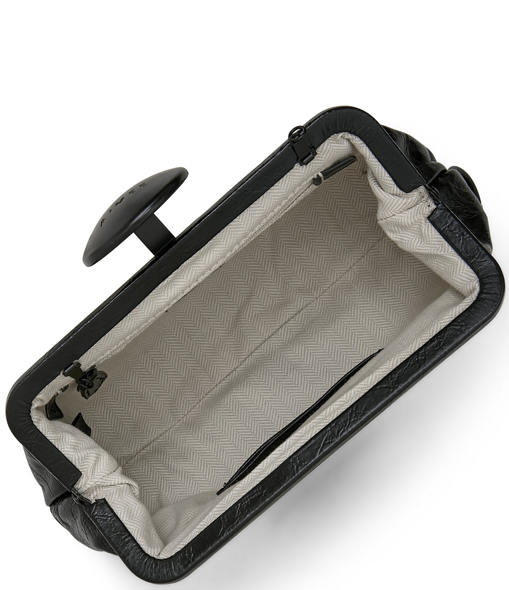 AIMEE Full Circle Frame Crinkle Leather Clutch Bag