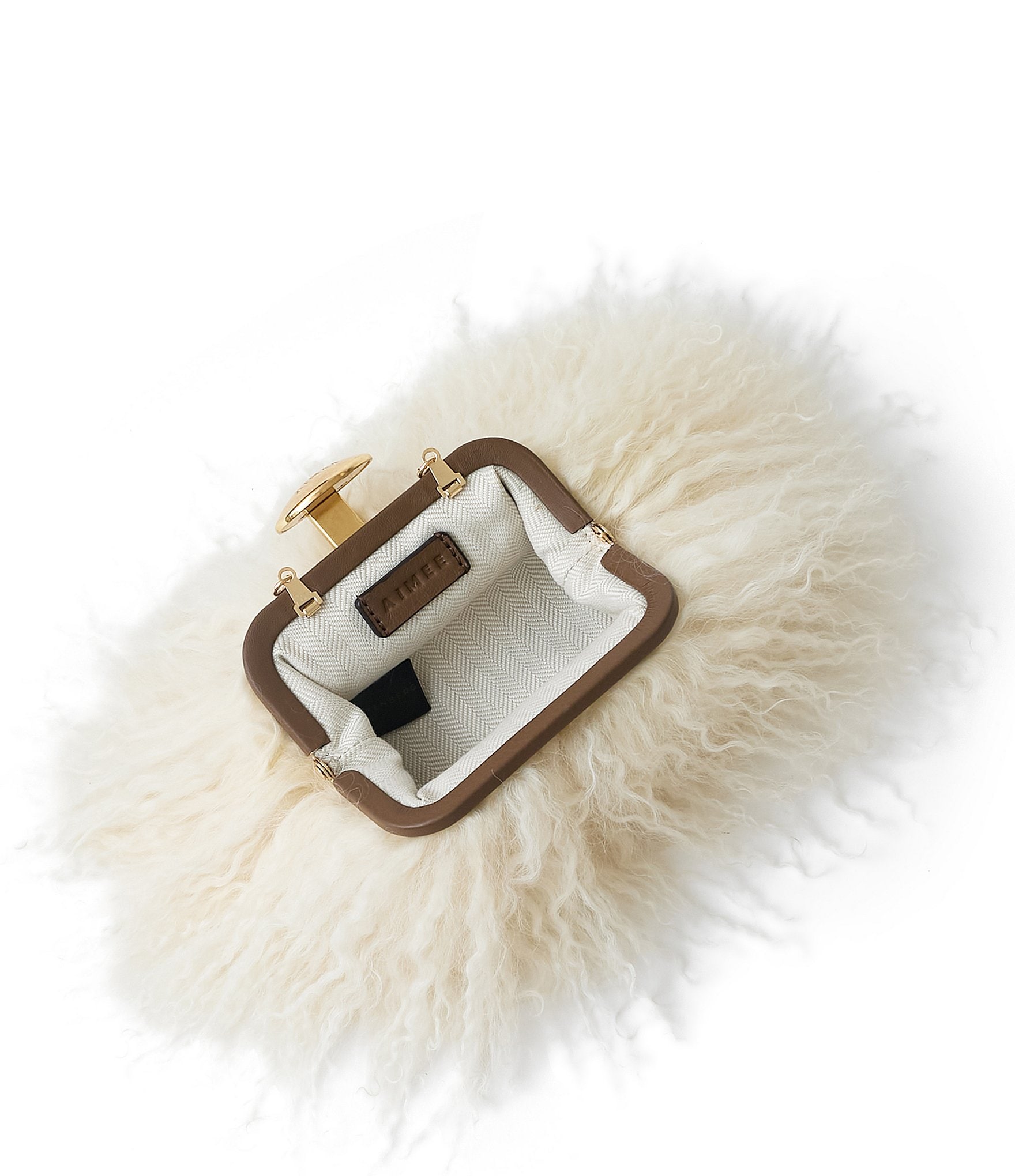 AIMEE Full Circle Faux Fur Shearling Clutch Frame Bag
