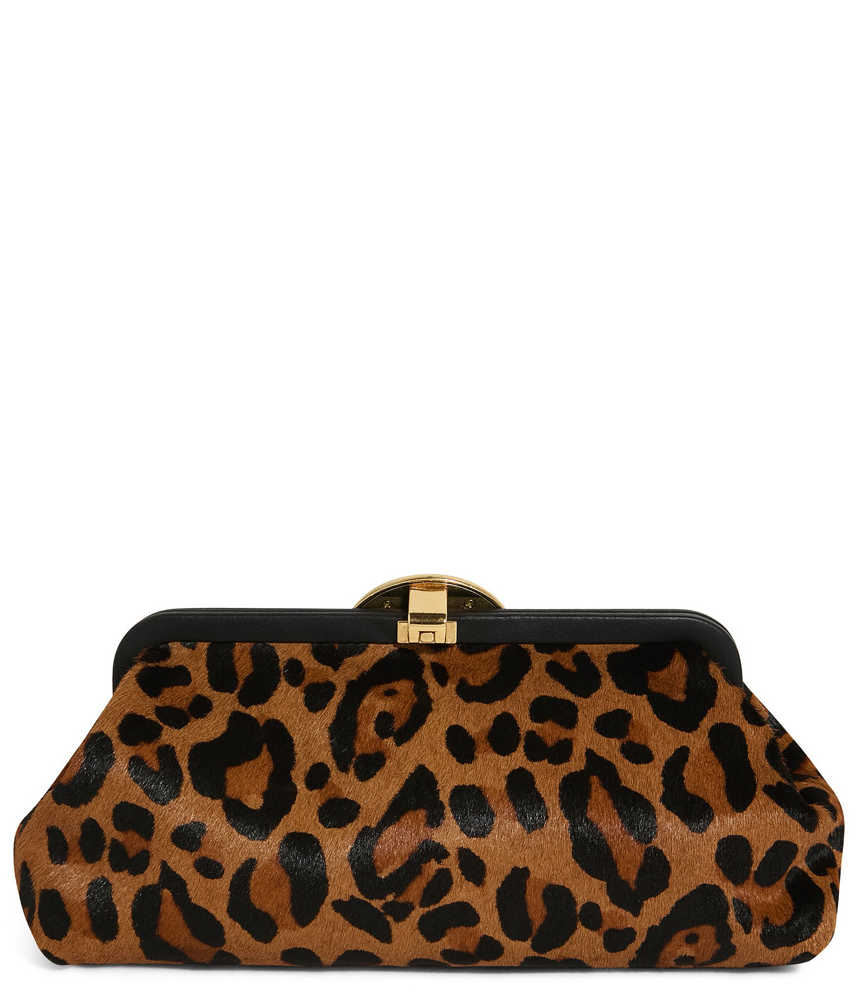 AIMEE Full Circle Leopard Print East-West Haircalf Clutch