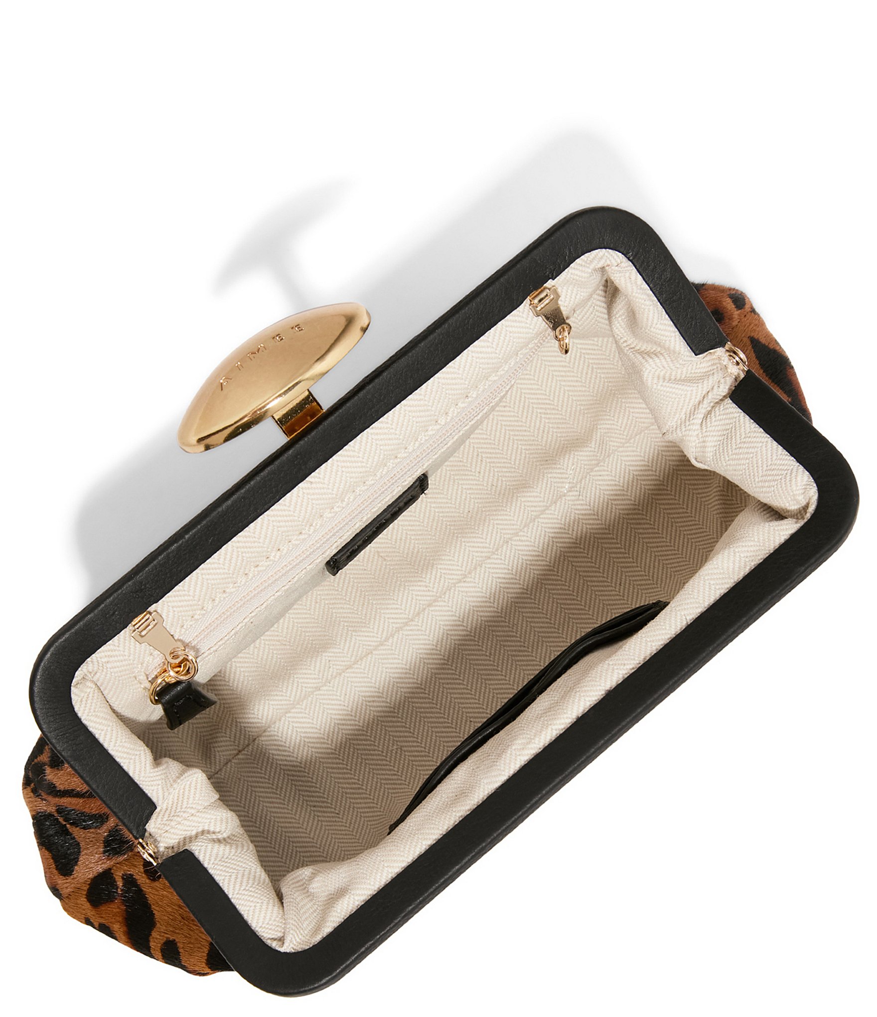 AIMEE Full Circle Leopard Print East-West Haircalf Clutch