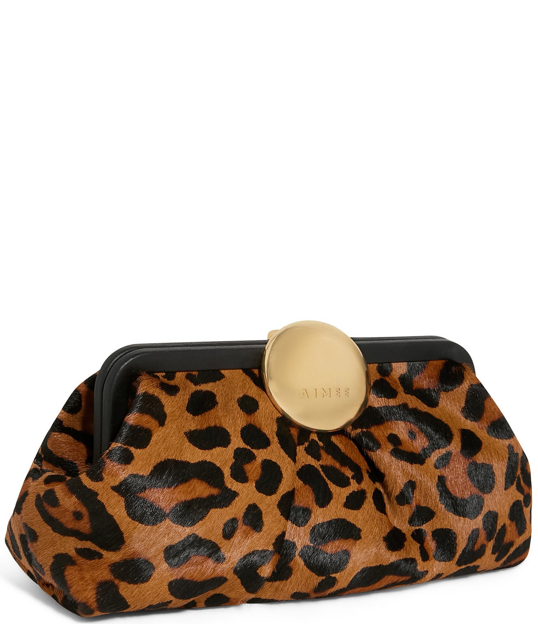 AIMEE Full Circle Leopard Print East-West Haircalf Clutch