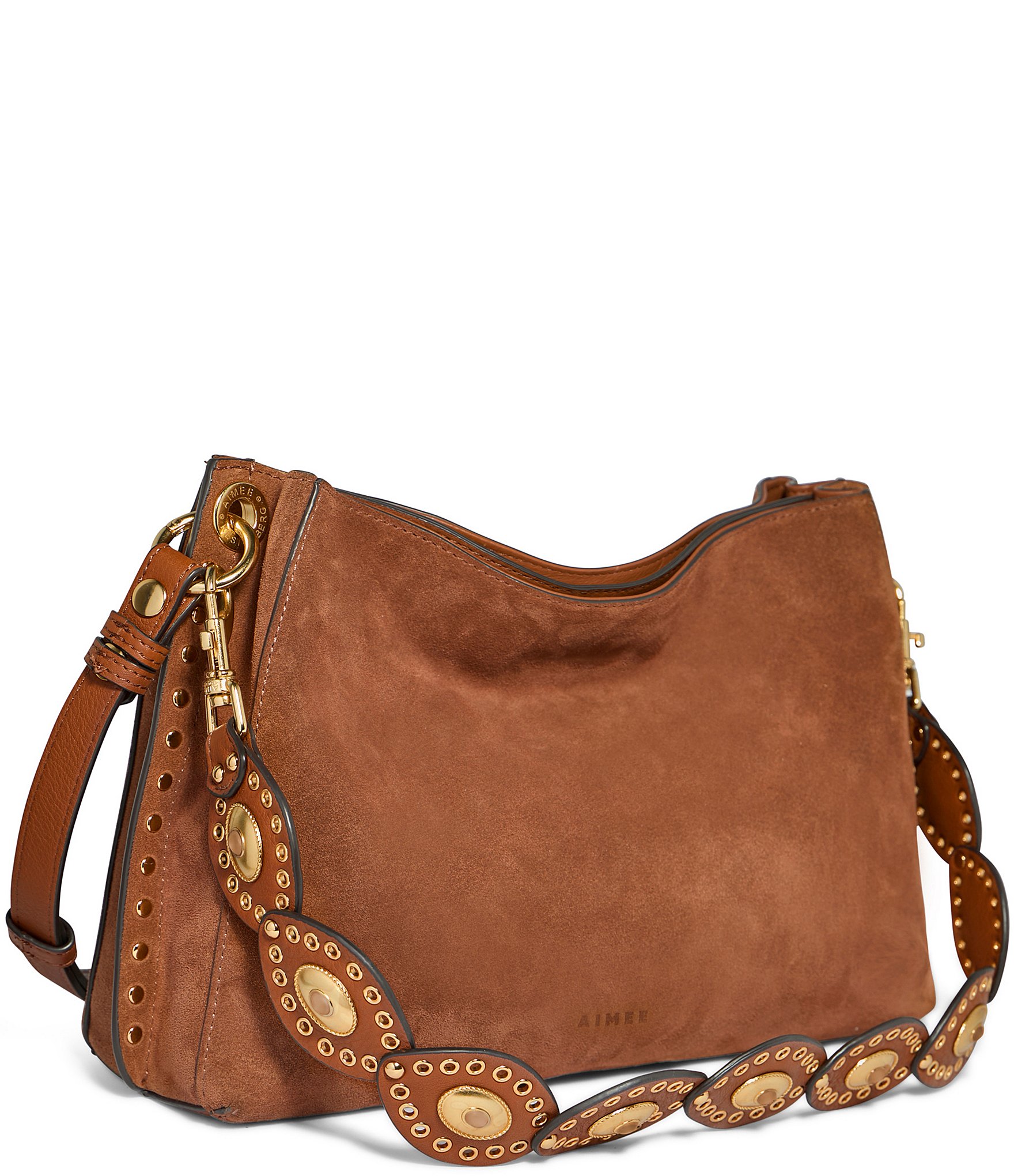 AIMEE Roma Suede Double Entry Crossbody Shoulder Bag