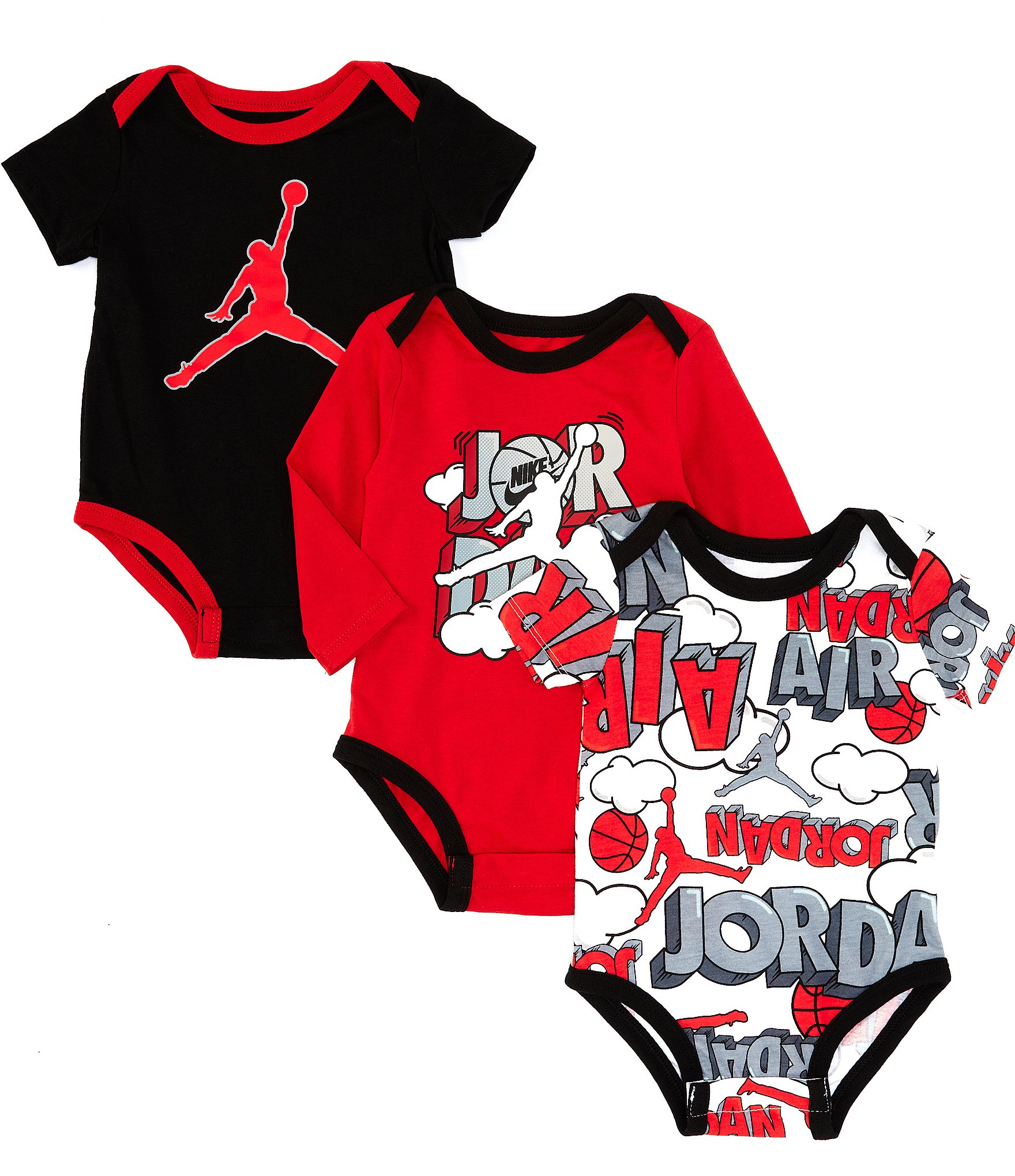 Air Jordan Comic Baby Boys Newborn-9 Months Air Comic Bodysuit Three ...