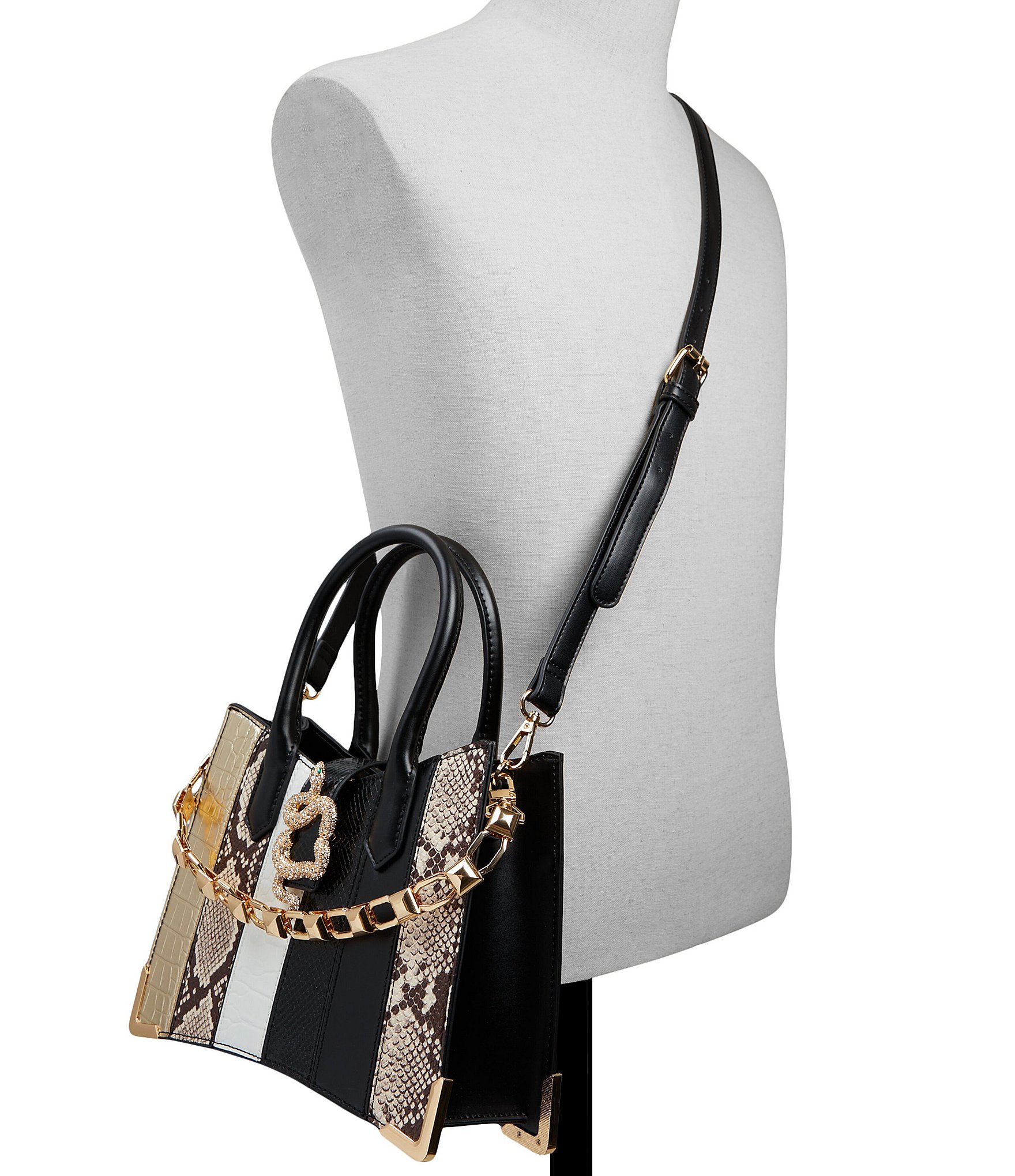 ALDO Alenanax Snakeskin and Metallic Satchel Bag