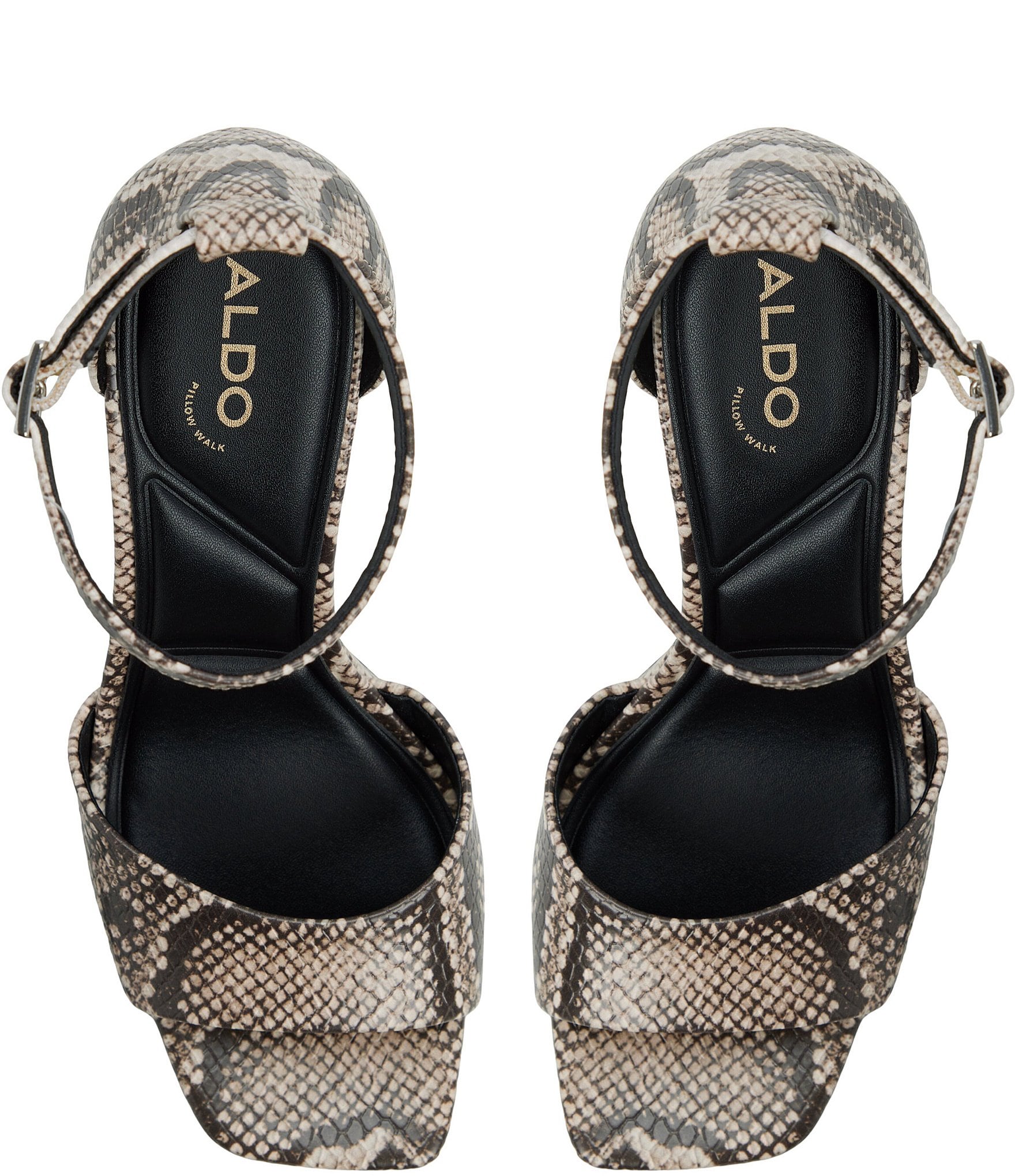 ALDO Eleonia Snake Embossed Ankle Strap Platform Block Heel Sandals