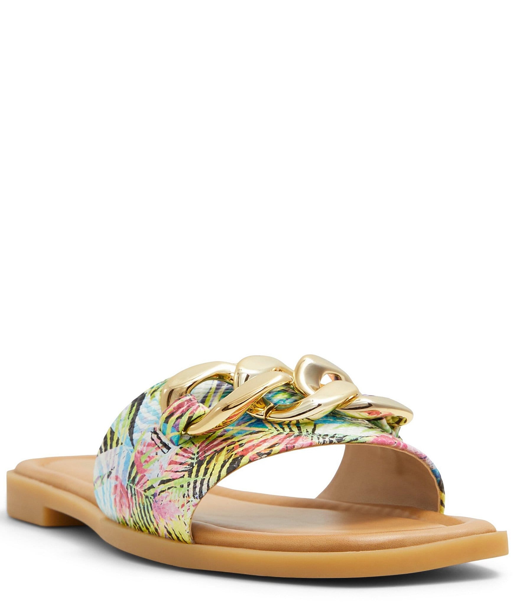 ALDO Ezie Palm Print Hardware Slide Sandals Dillard s