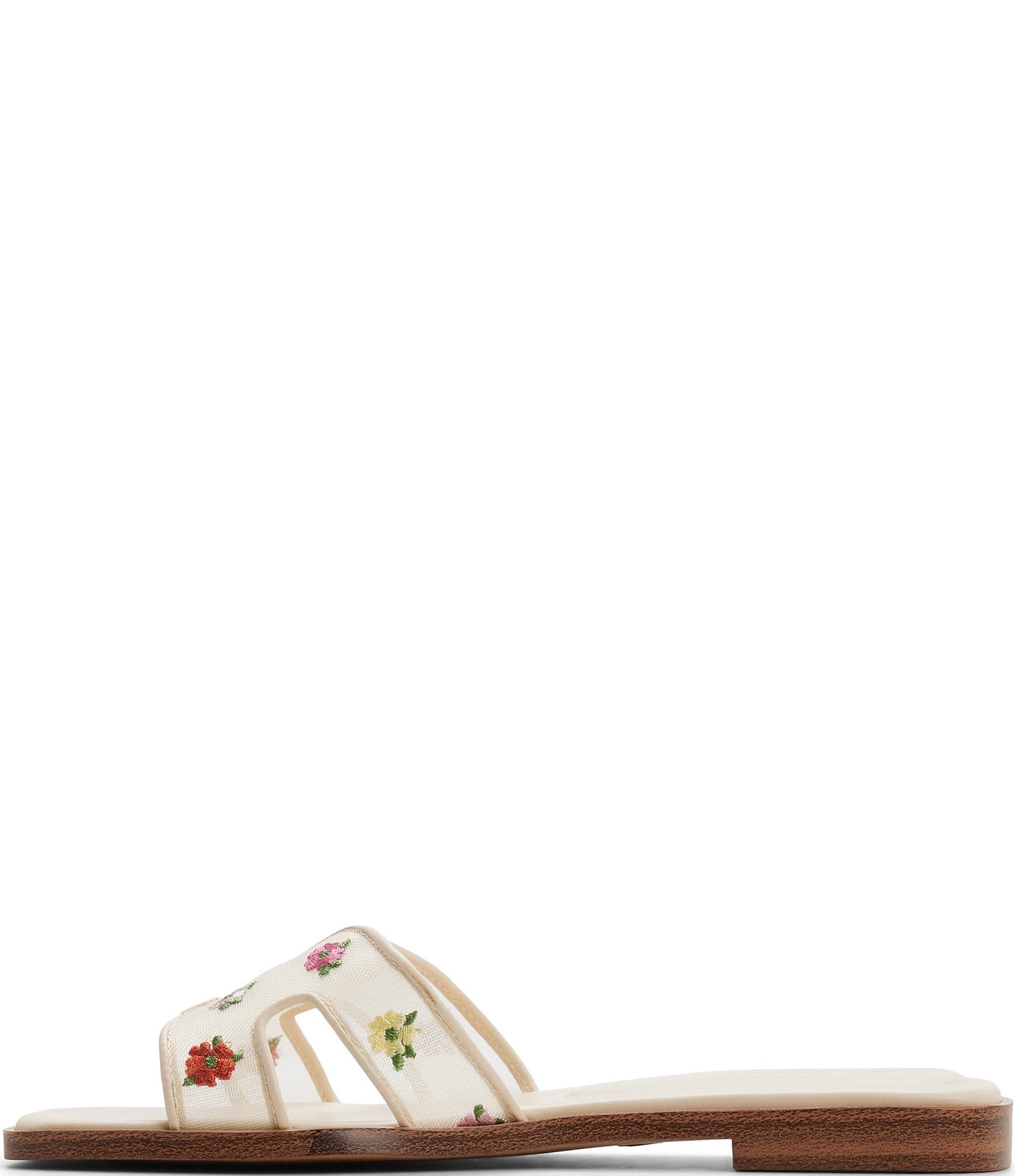 ALDO Itsandal Floral Embroidered Mesh Square Toe Slide Sandals