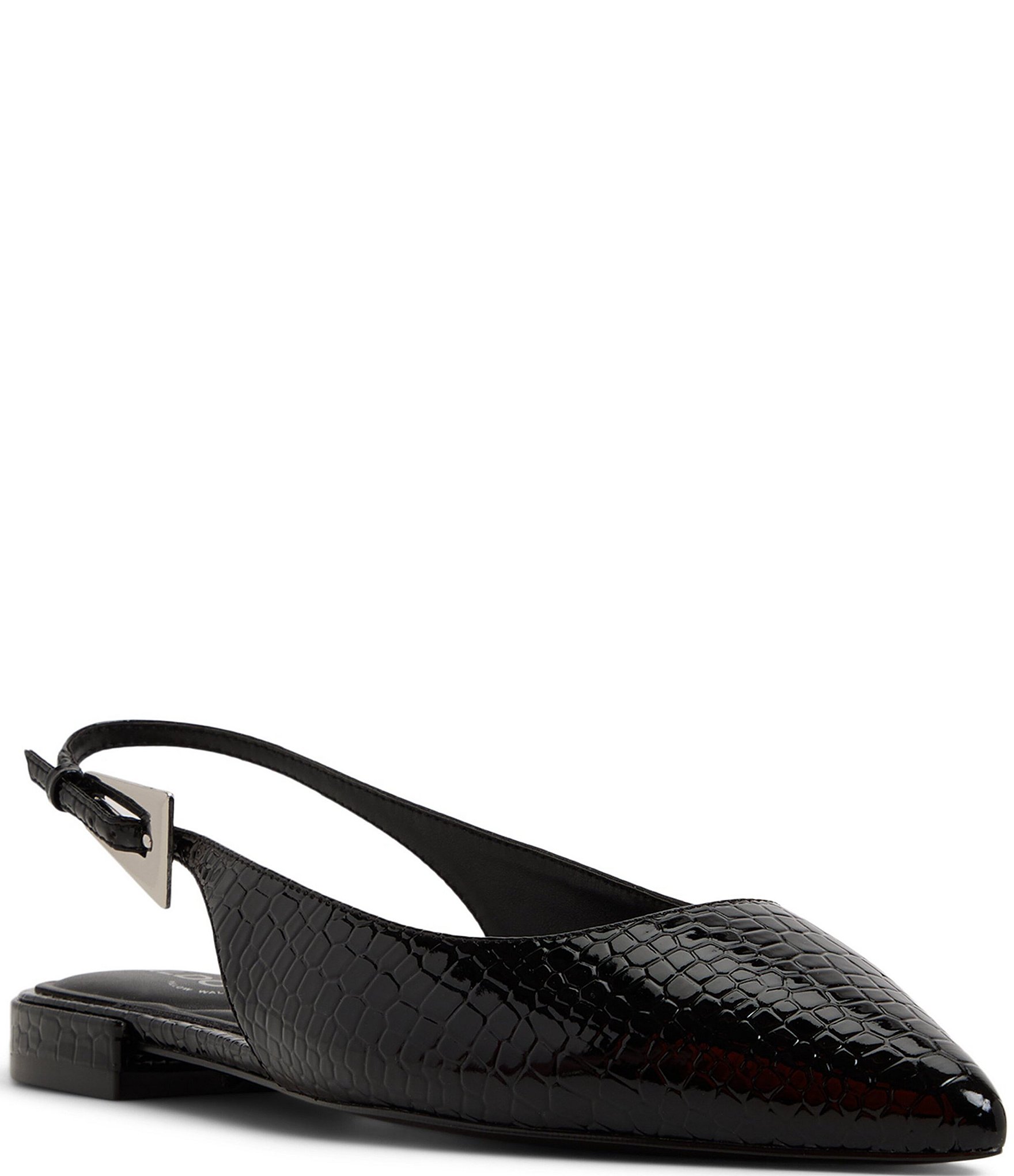 Sandales Enzo Angiolini En Cuir Noir Effet Crocodile - Taille 37.5 / US 7.5 - Occasion