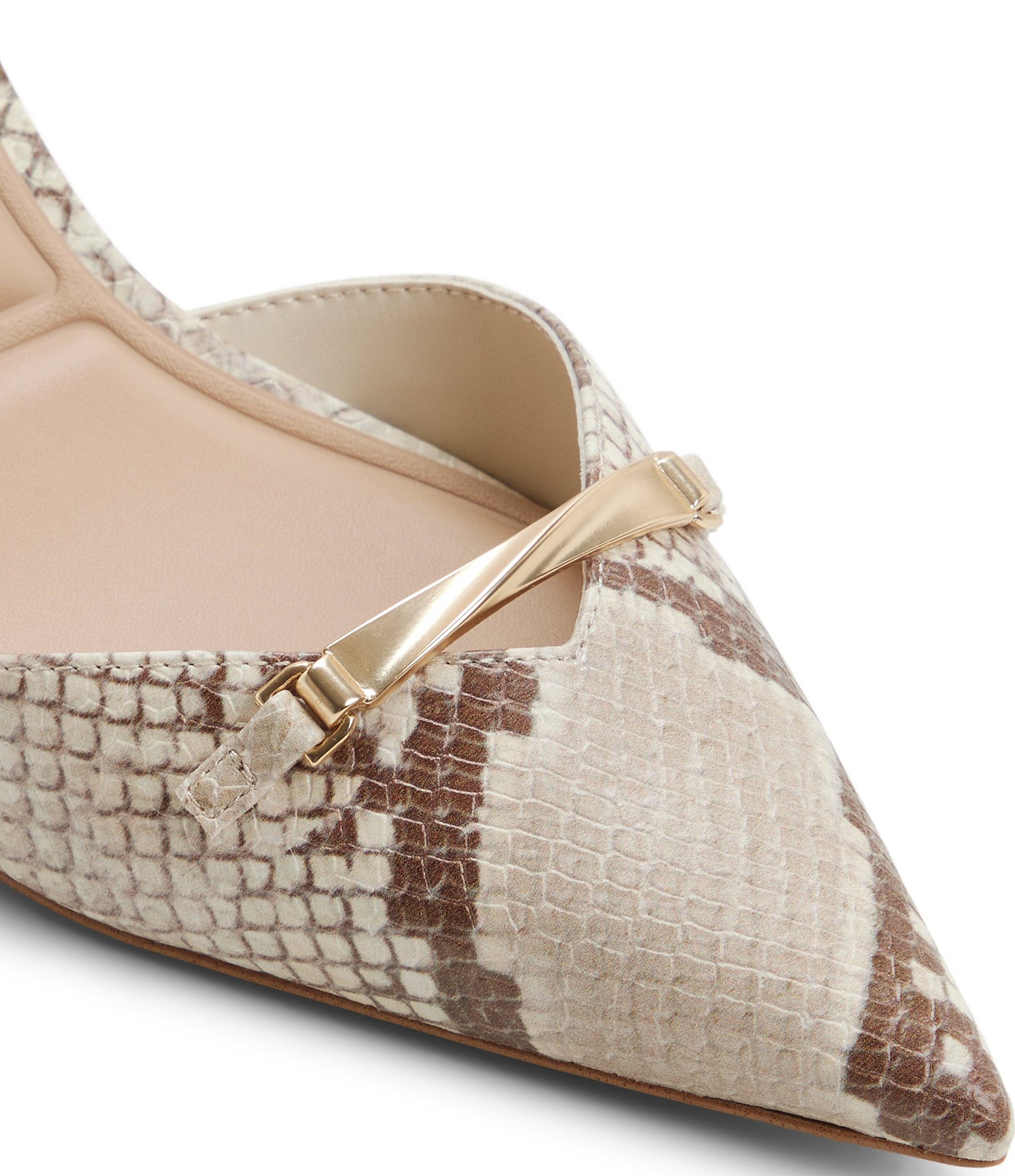 ALDO Lianya Snake Embossed Hardware Detail Slingback Pointed Toe Pumps