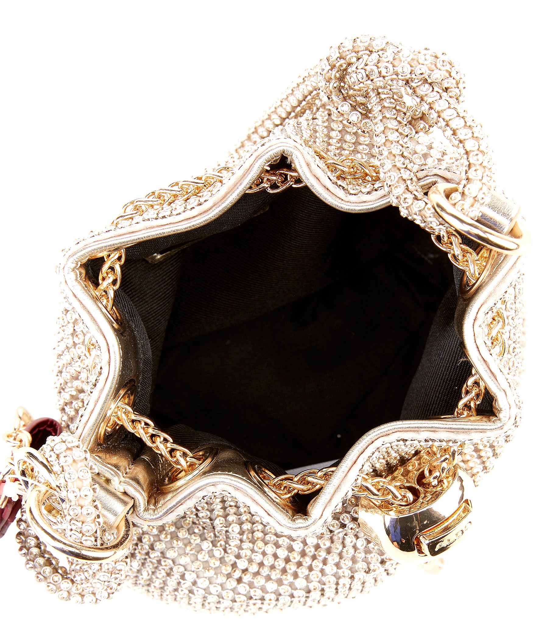 ALDO Marveloo Small Rhinestone Chain Drawstring Bucket Bag