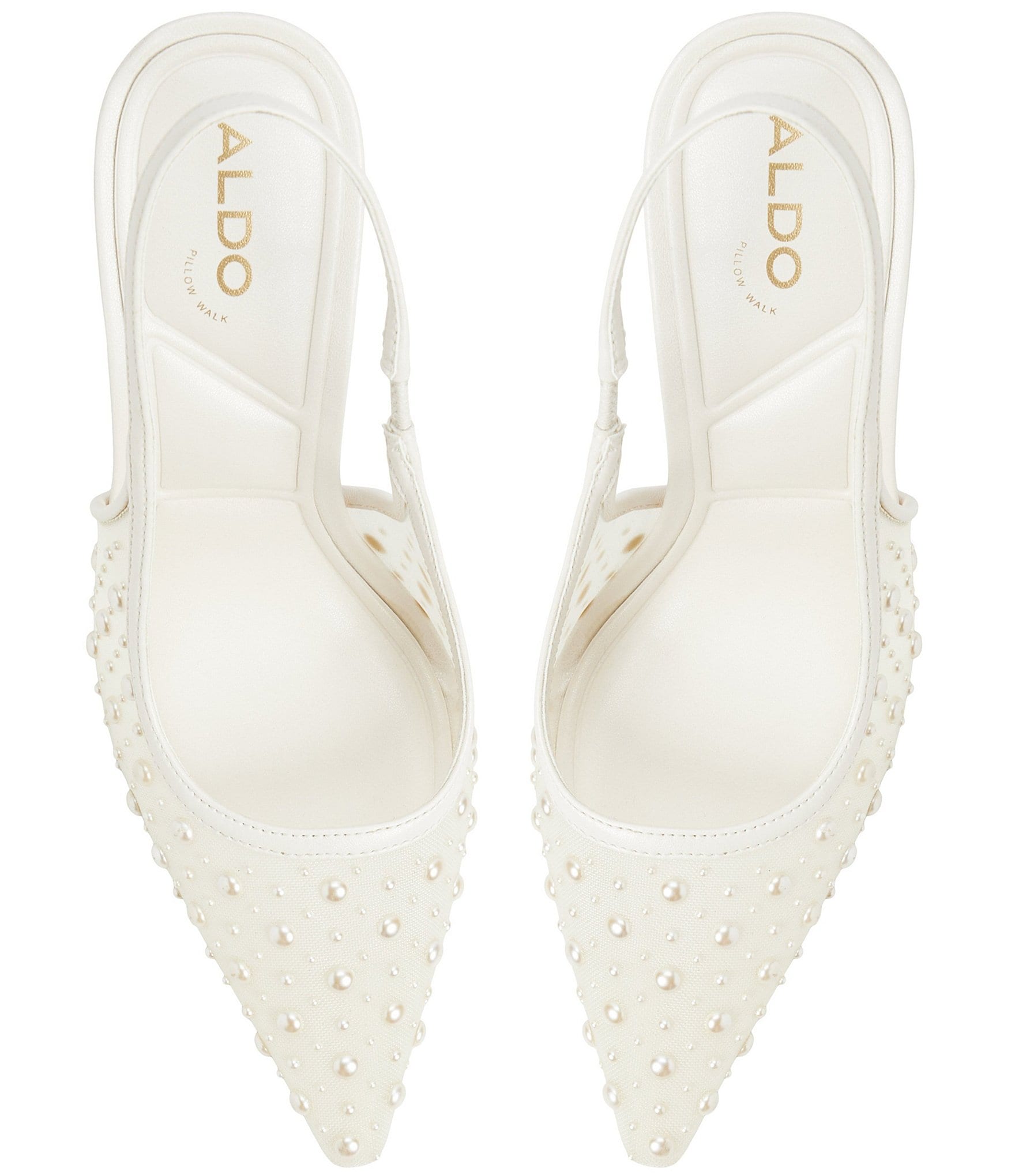 ALDO Pearlescent Pearl Embellished Mesh Slingback Dress Pumps