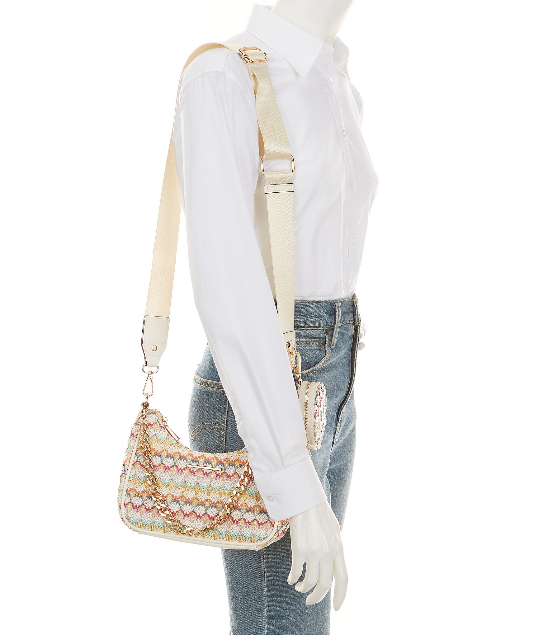 ALDO Santanaax Bright Straw Crossbody Bag