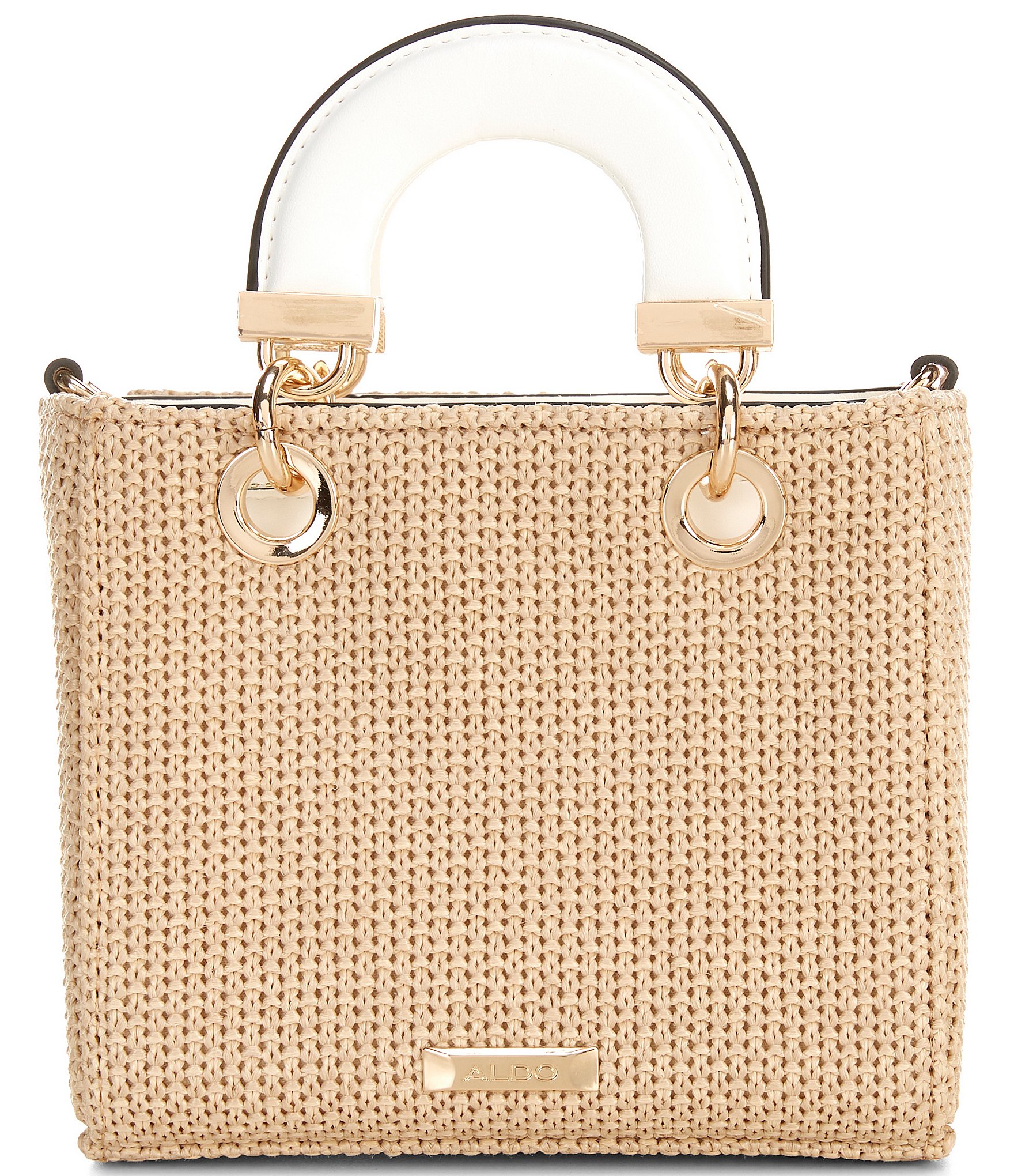 ALDO Seashellminiix Resort Straw Satchel Top Handle Bag