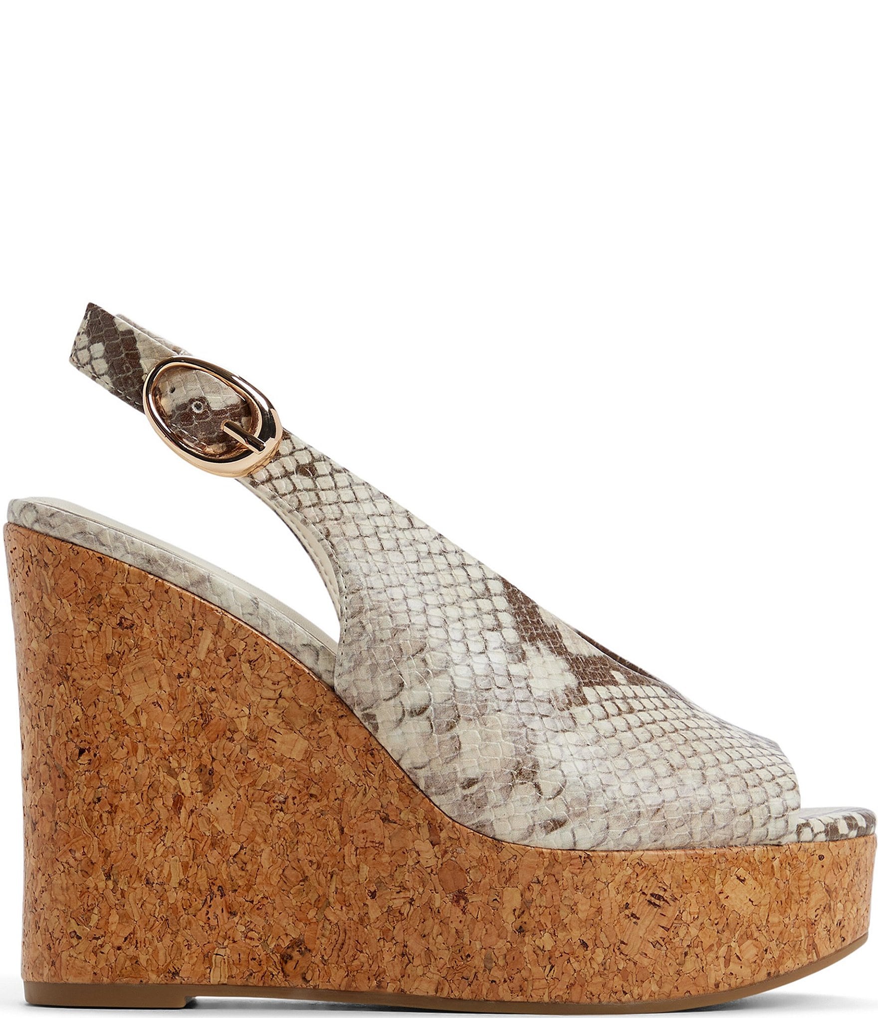 ALDO Tatianah Snake Embossed Slingback Platform Wedge Sandals