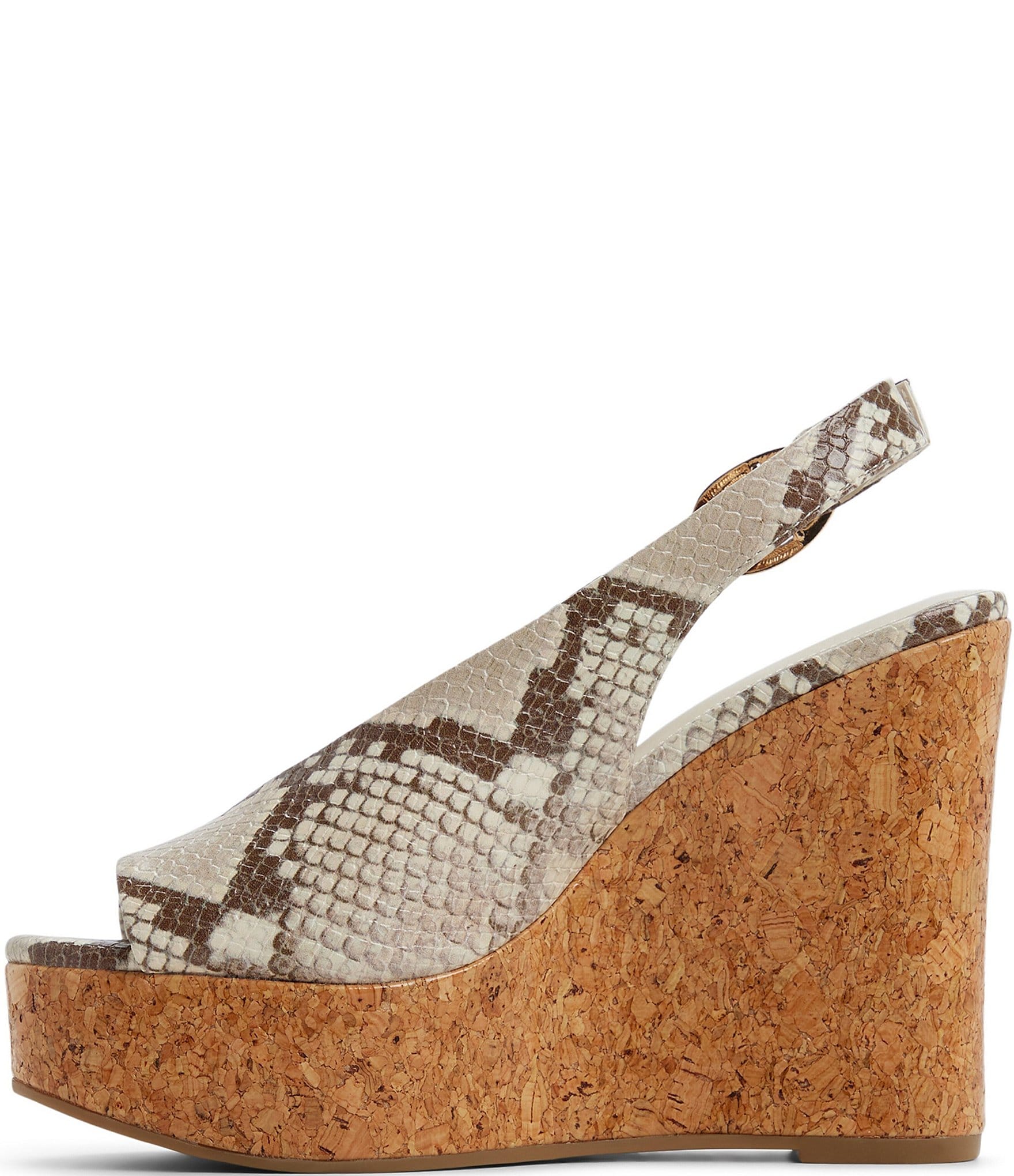 ALDO Tatianah Snake Embossed Slingback Platform Wedge Sandals
