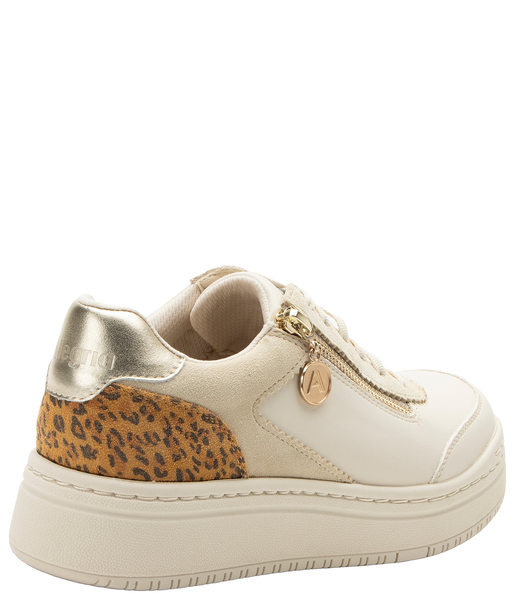 Alegria Averie Leopard Print Accent Zip Platform Sneakers