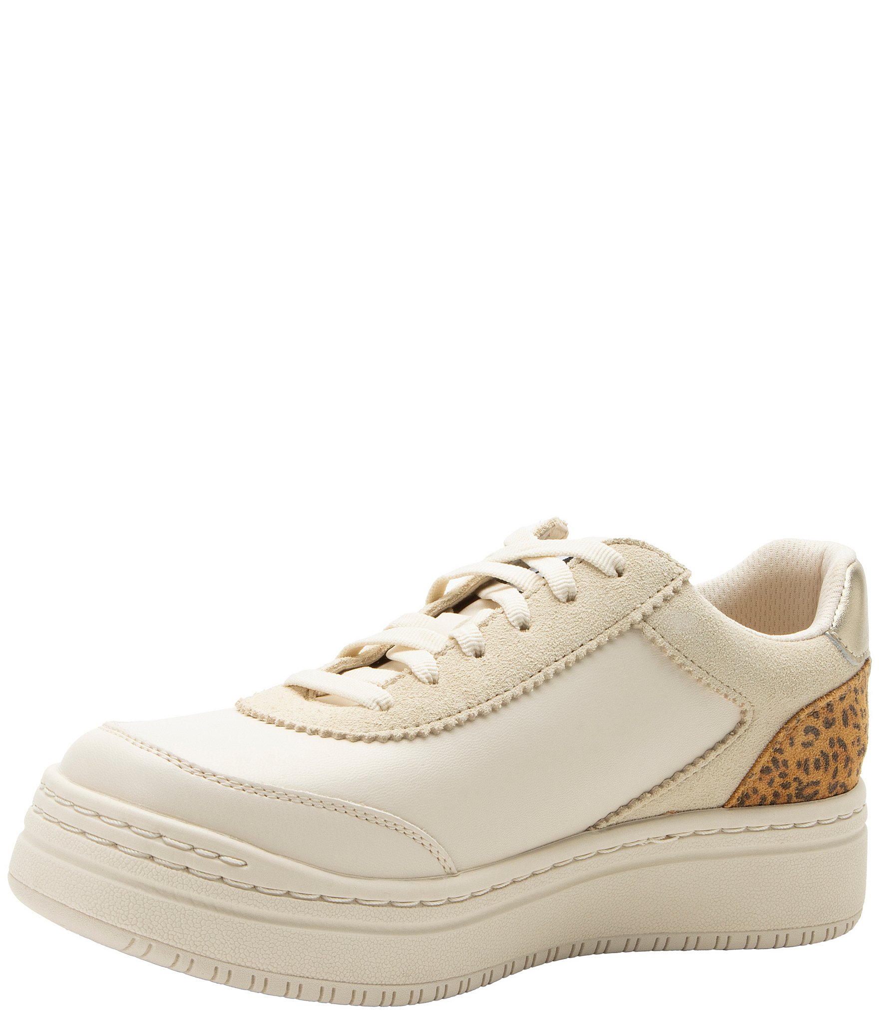 Alegria Averie Leopard Print Accent Zip Platform Sneakers