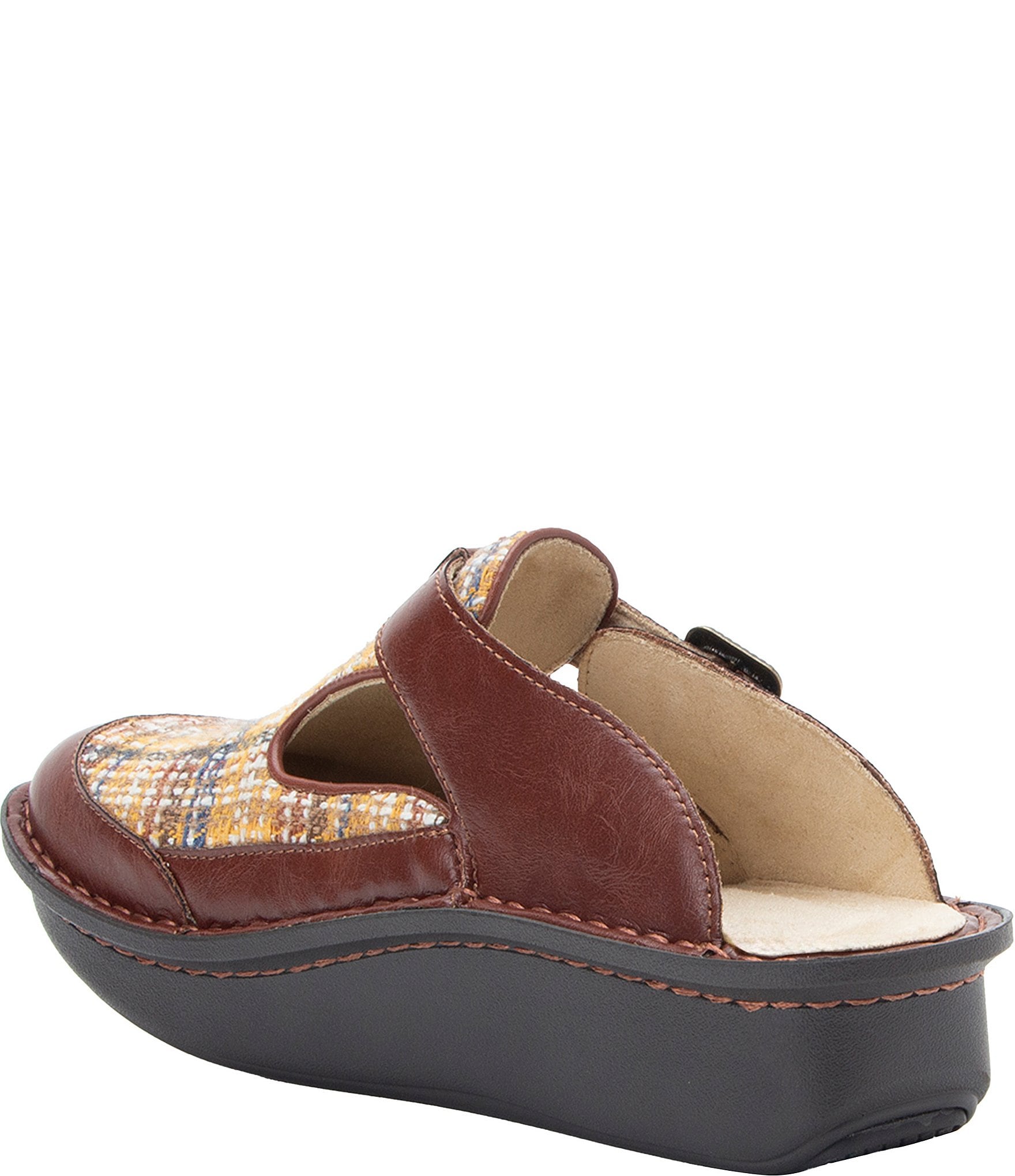 Alegria Classic Timberloom Leather and Plaid Clogs