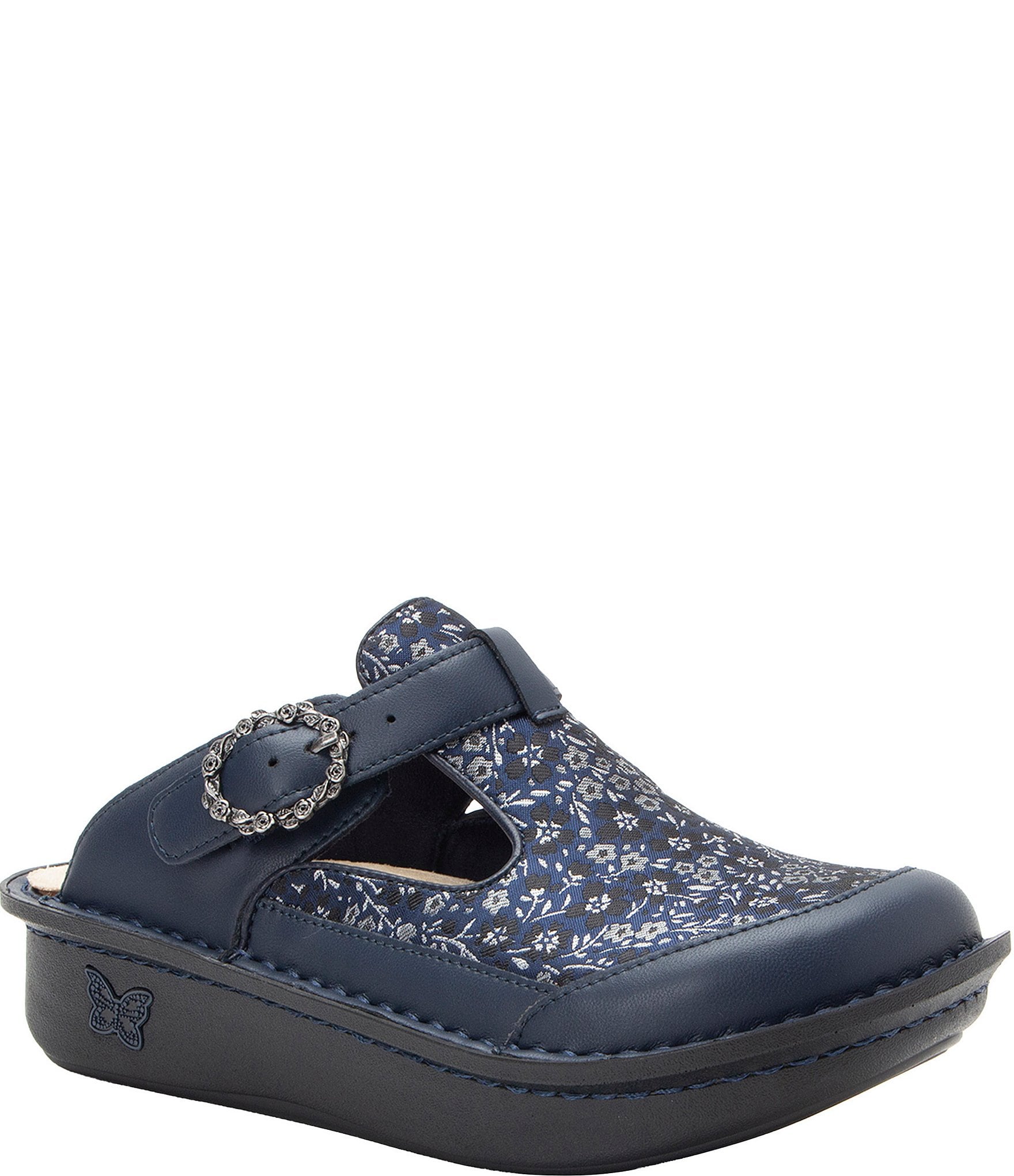Alegria Classic Wildflower Leather and Floral Print Clogs
