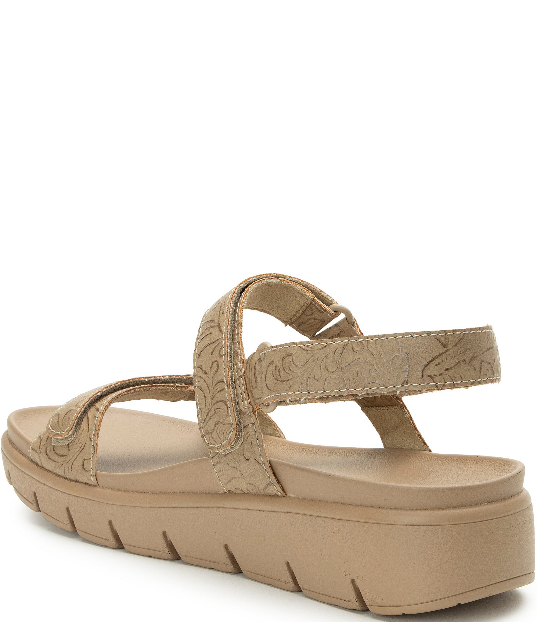 Alegria Henna Tool Embossed 3 Strap Platform Sandals