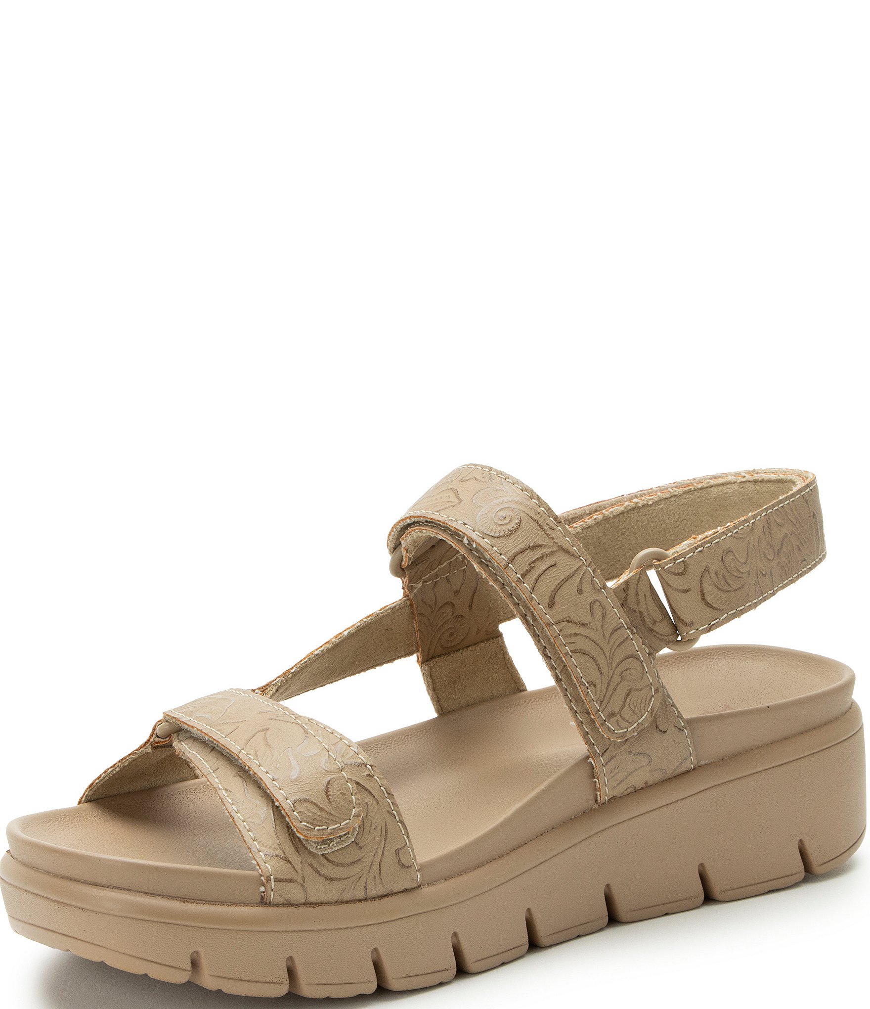 Alegria Henna Tool Embossed 3 Strap Platform Sandals