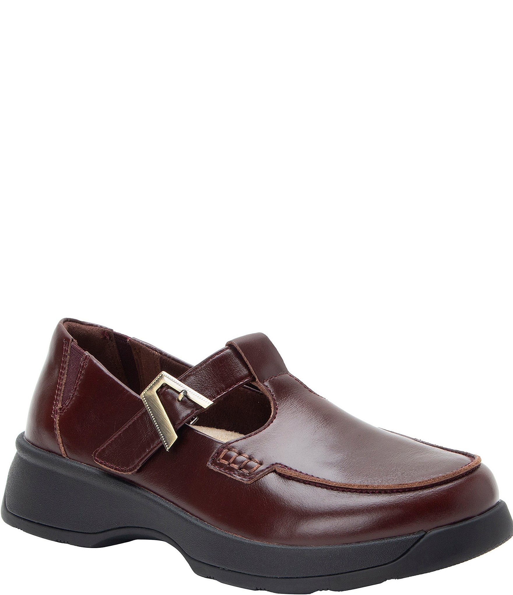 Alegria Jensie Glazed Leather T-Strap Loafers