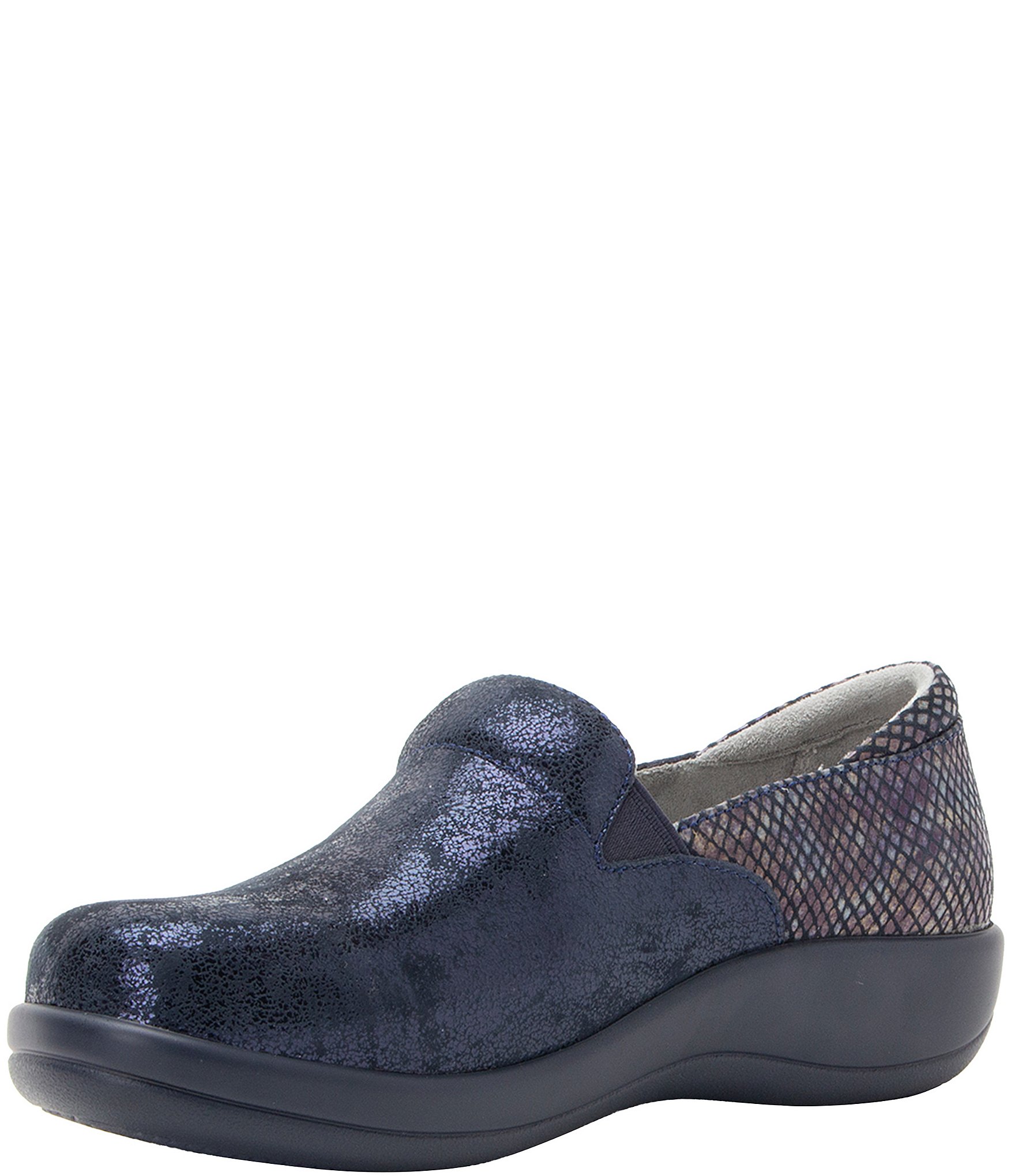 Alegria Keli Glimmer Leather Snake Print Accent Clogs