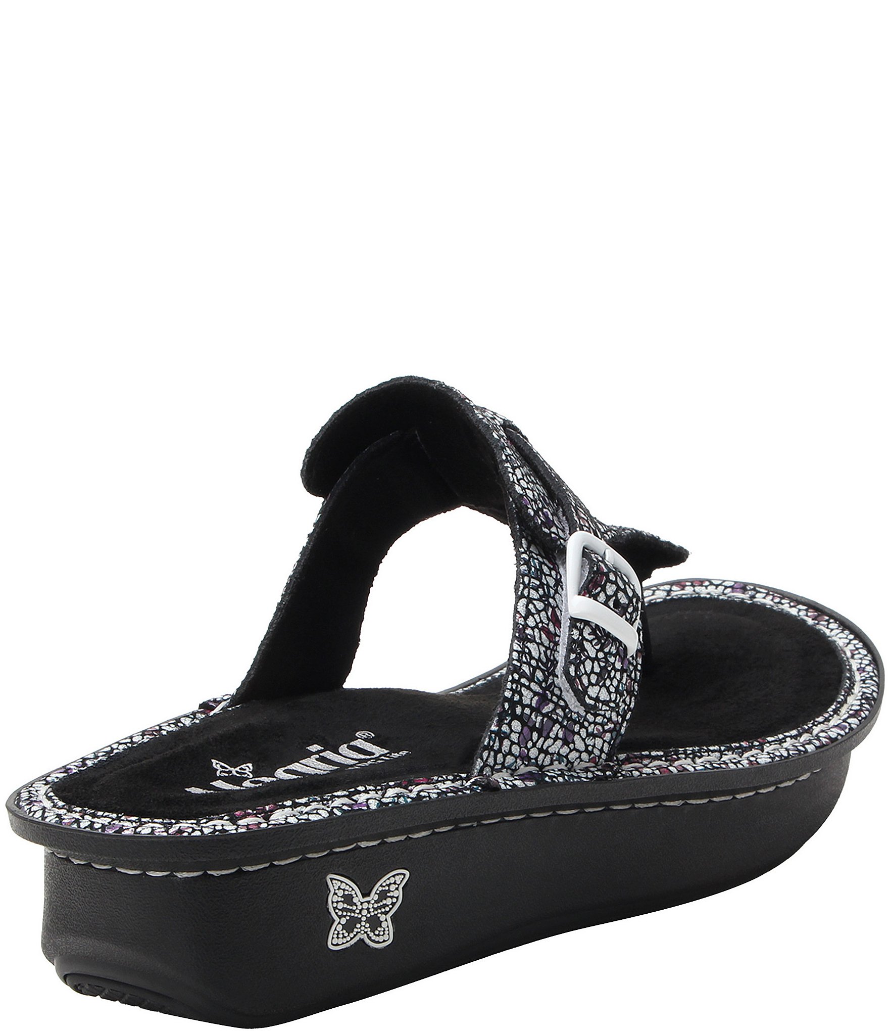 Alegria Kennedi Lizard Print Leather Thong Platform Heel Sandals