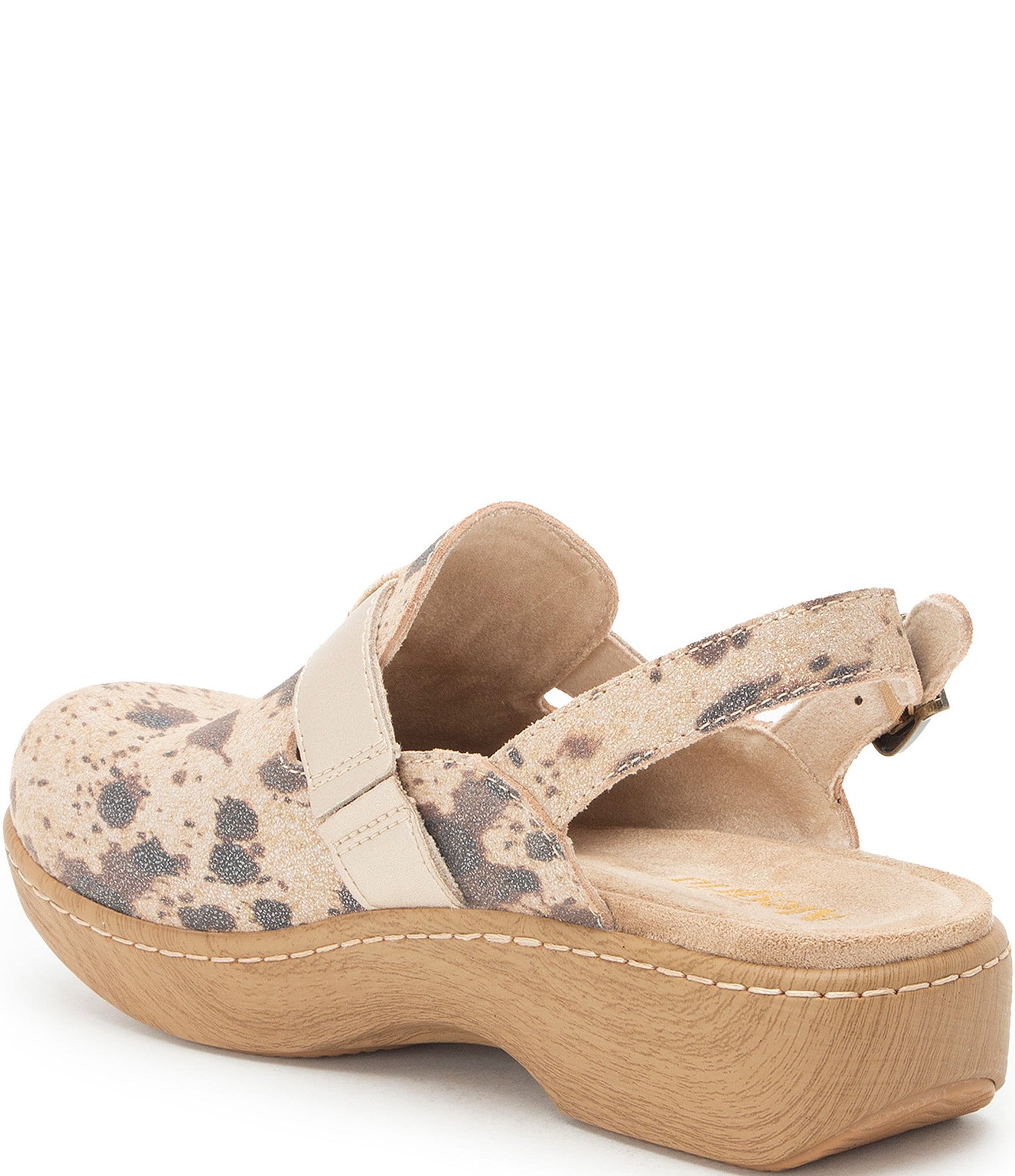 Alegria Olanna Animal Print Leather Slingback Clogs