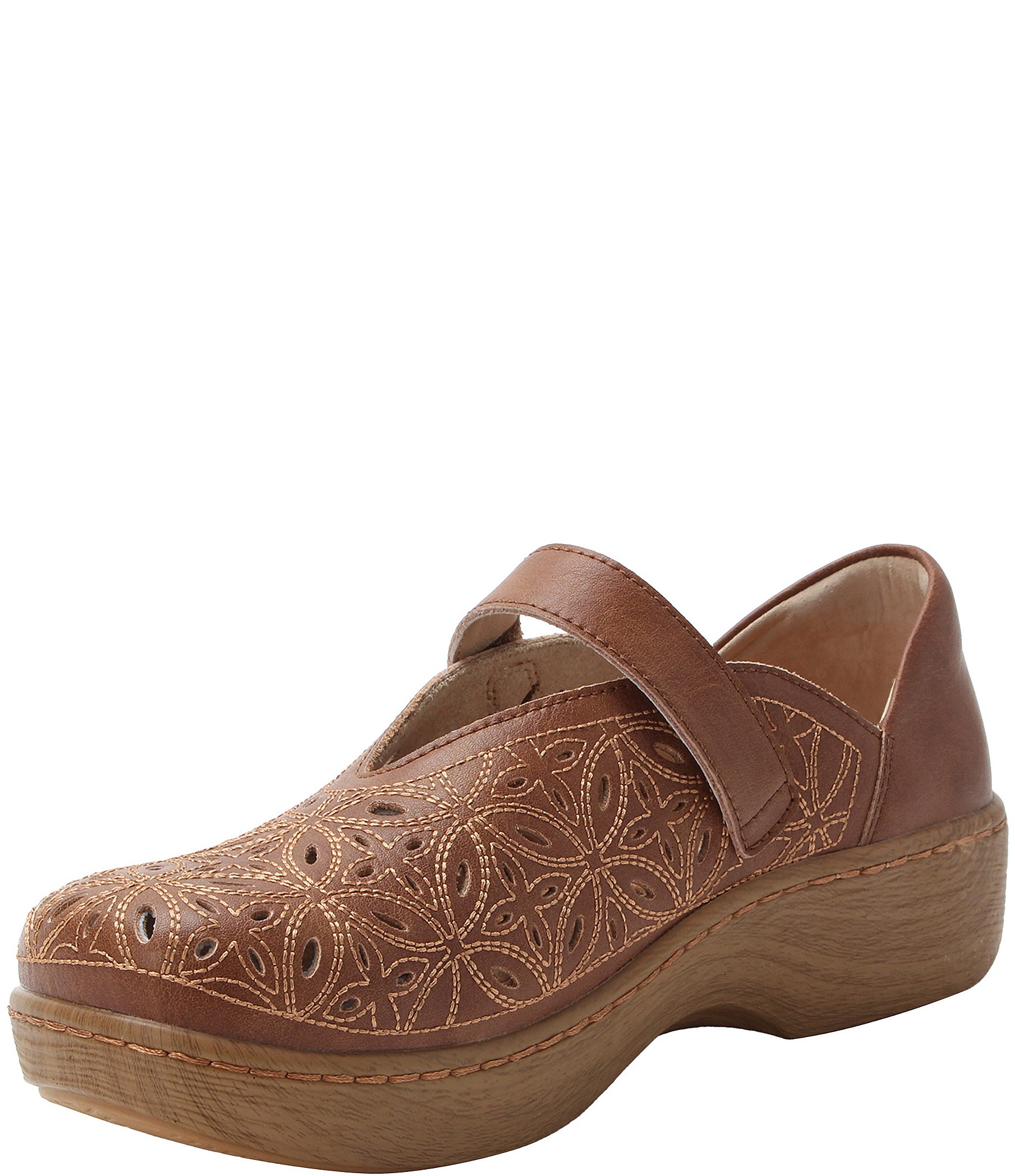 Alegria Opheliah Perforated Leather Mary Jane Clogs