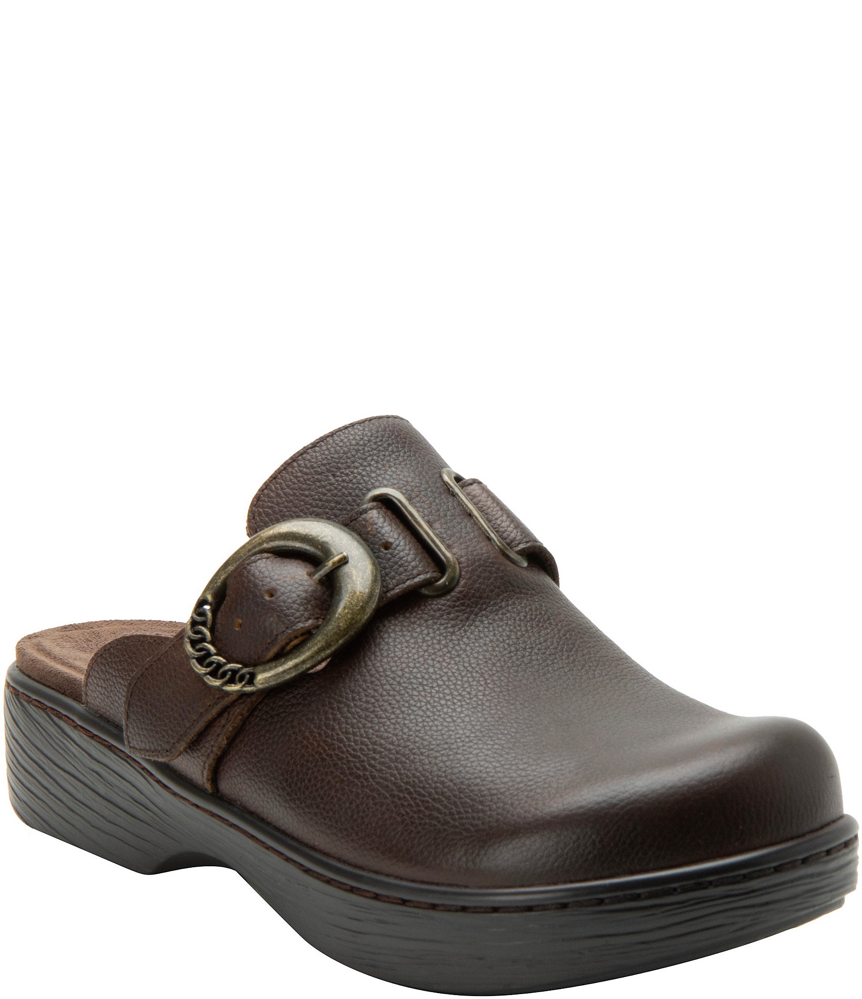 Alegria Osmosis Leather Buckle Hardware Clogs