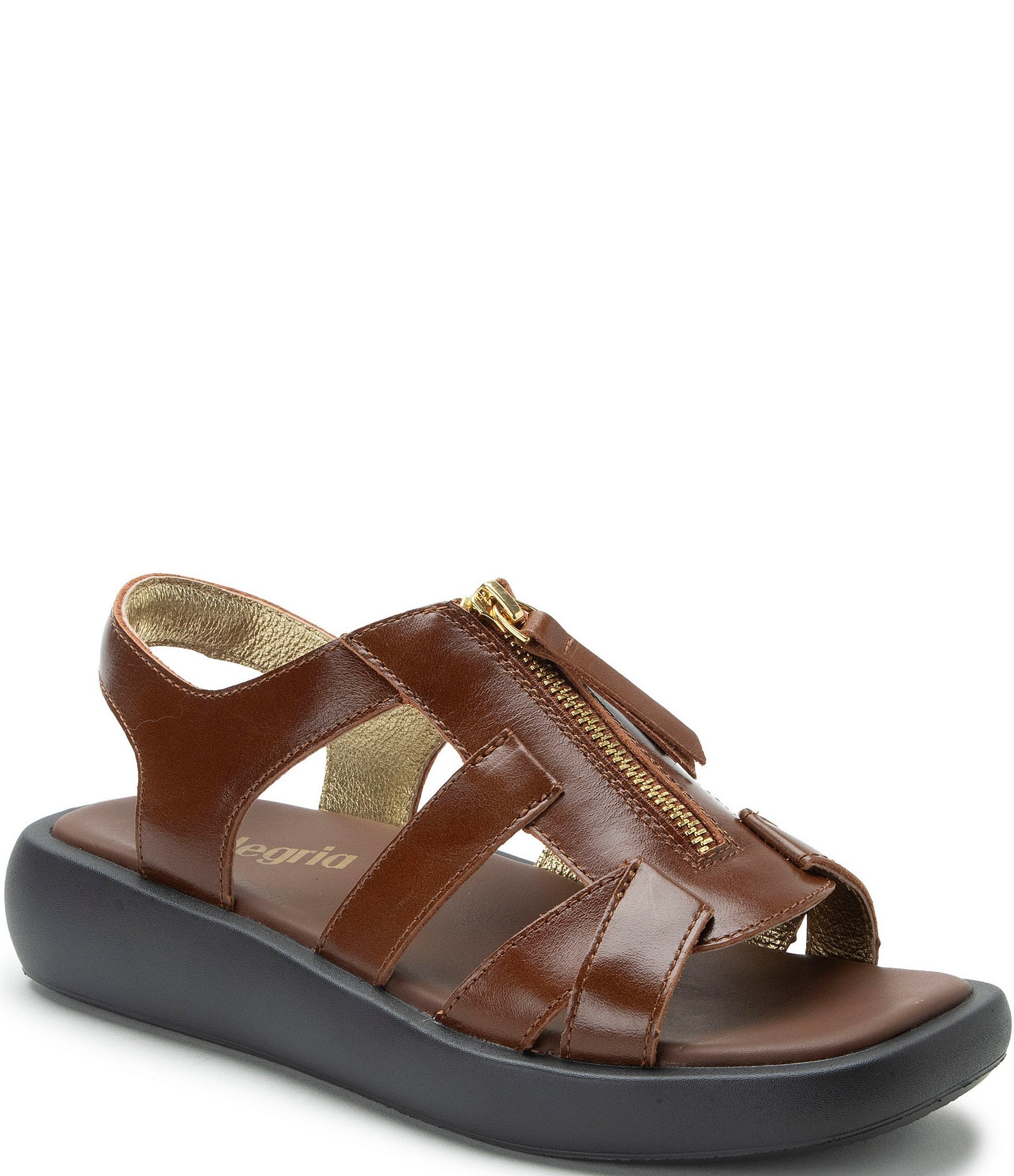 Alegria Palmer Leather Zip Platform Sandals