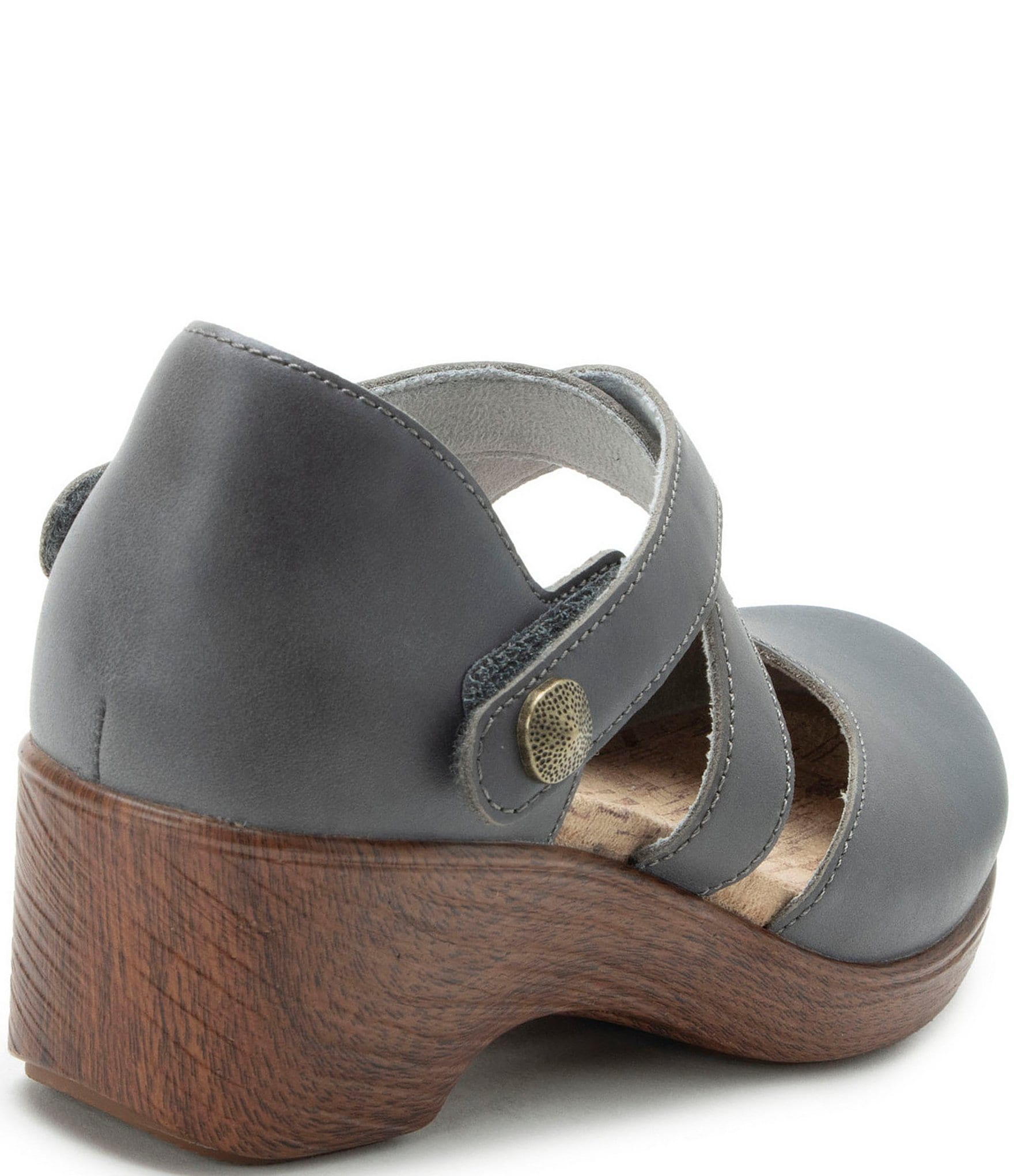 Alegria Savina Leather Ankle Strap Platform Clog Pumps