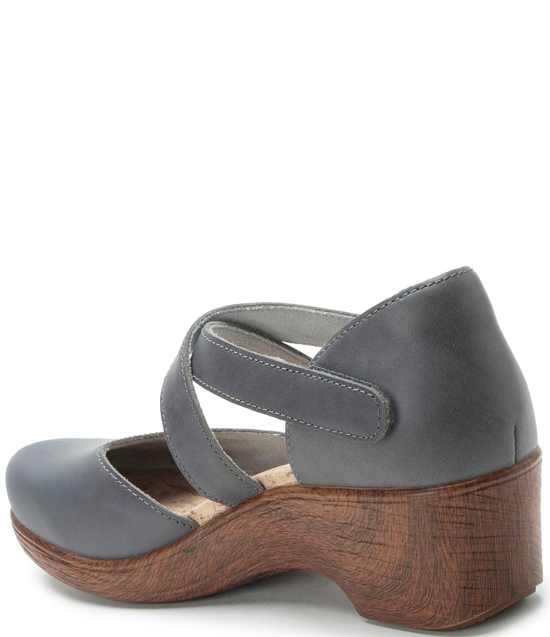 Alegria Savina Leather Ankle Strap Platform Clog Pumps