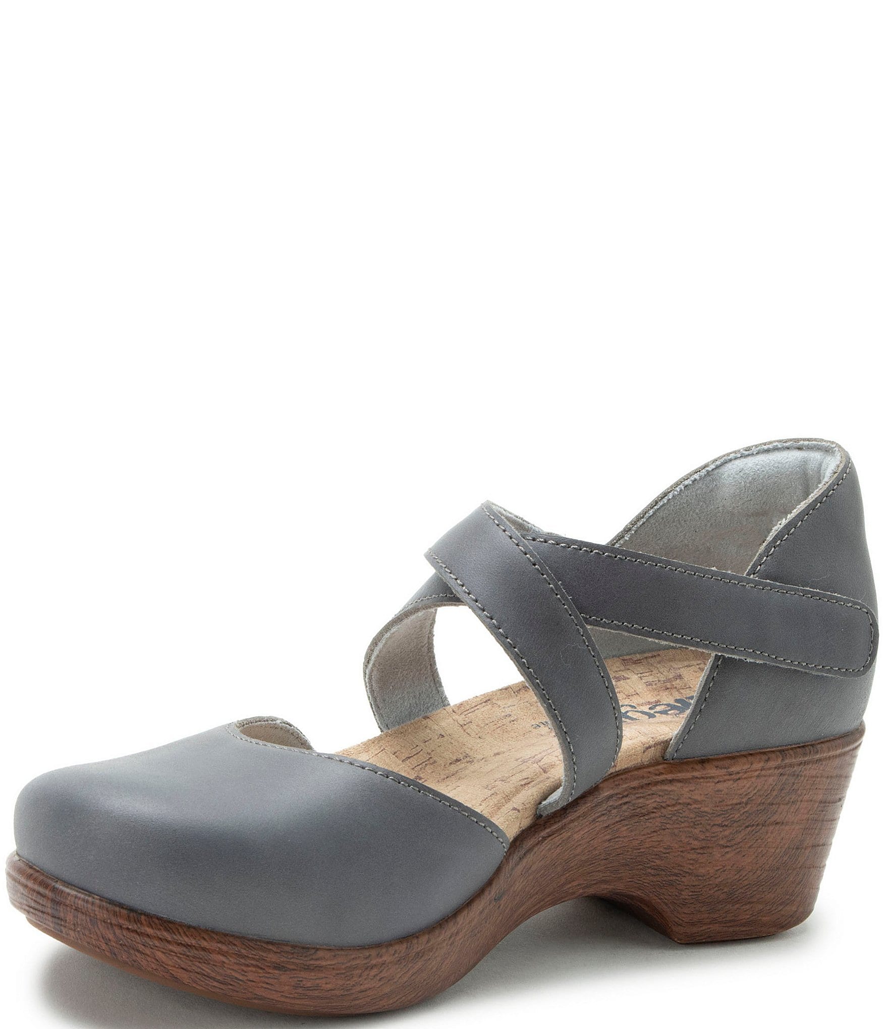 Alegria Savina Leather Ankle Strap Platform Clog Pumps