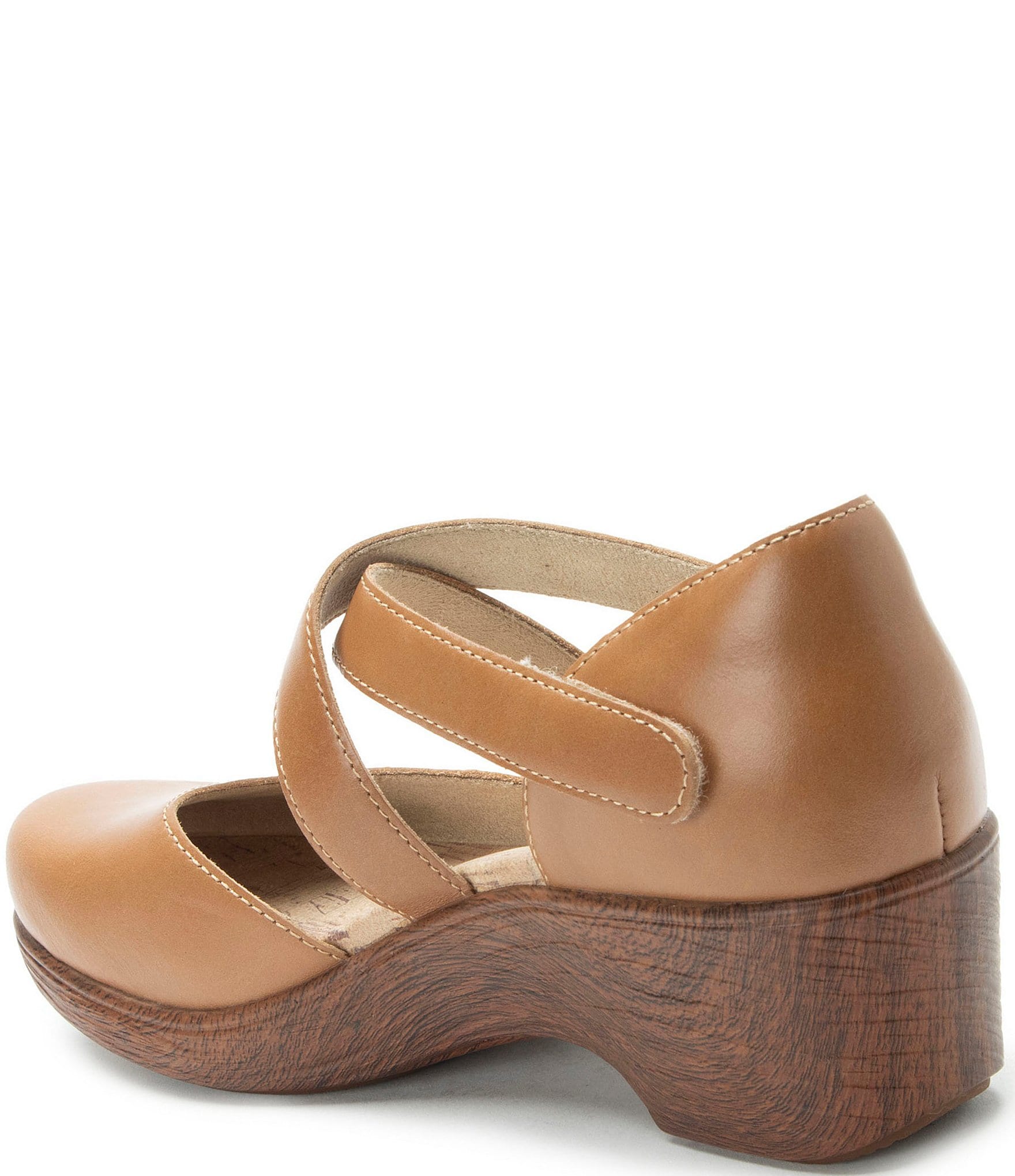 Alegria Savina Leather Ankle Strap Platform Clog Pumps