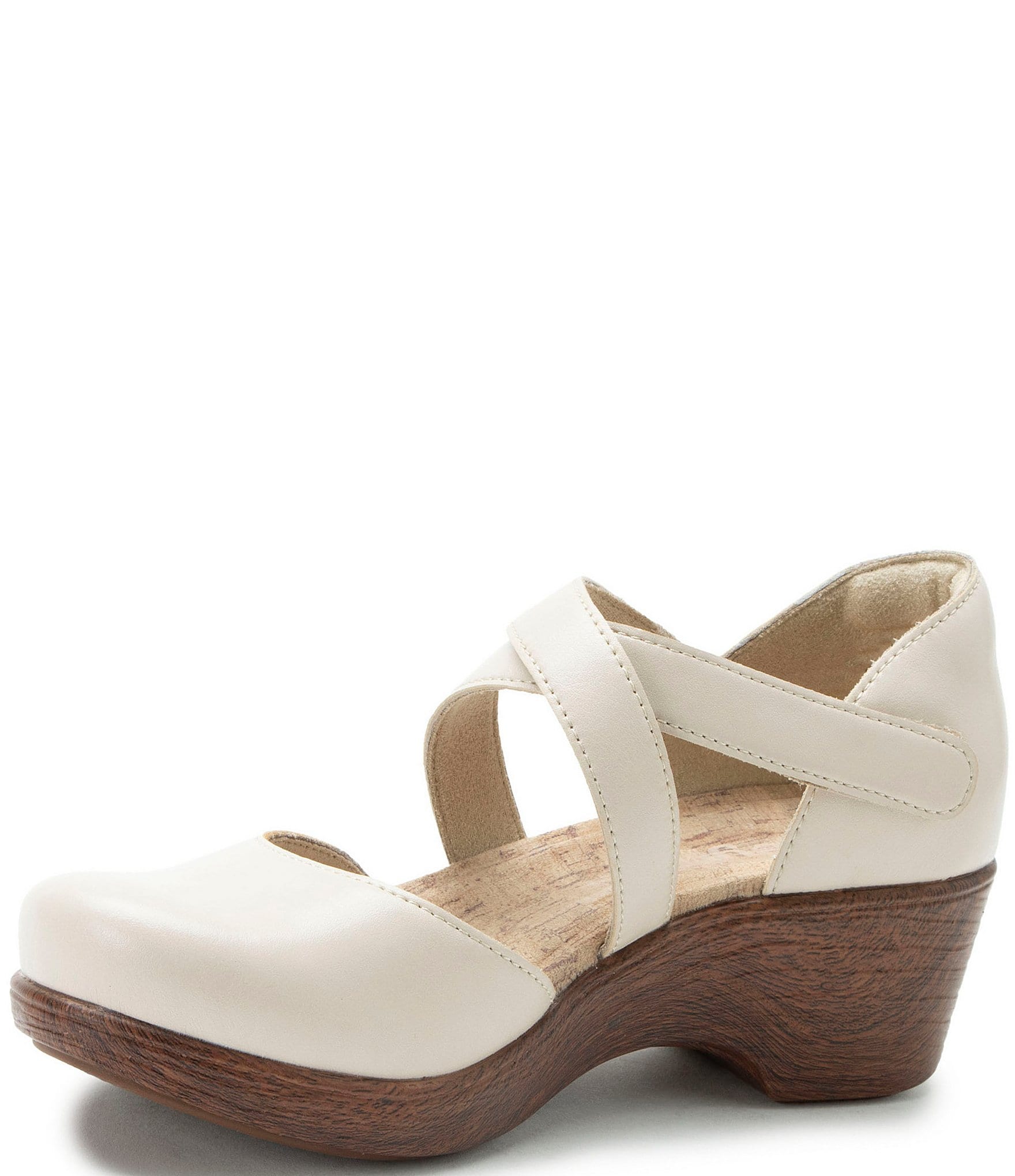 Alegria Savina Leather Ankle Strap Platform Clog Pumps